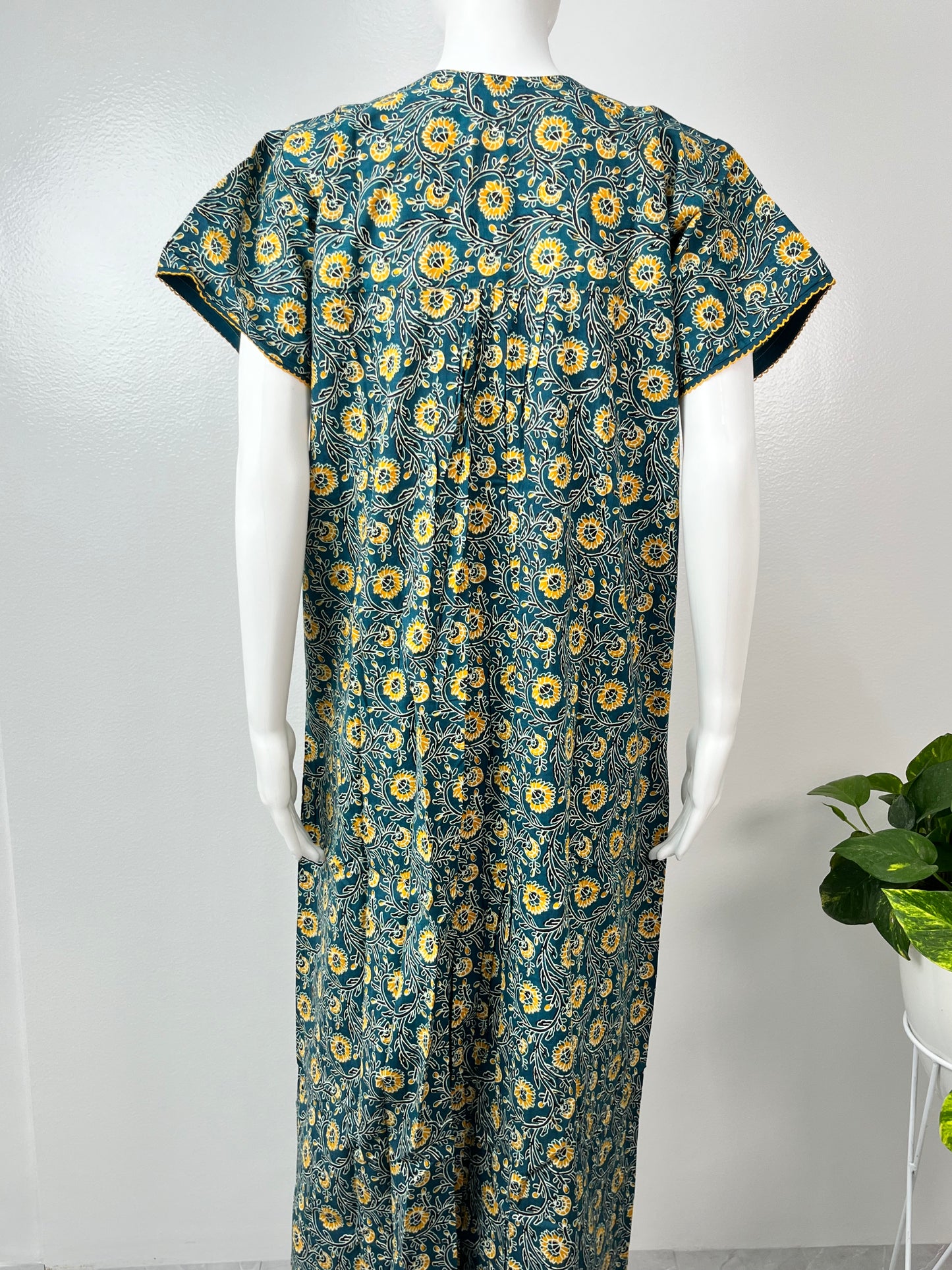 Turquoise Blue Printed Pure Cotton Nighty Soft and Comfortable