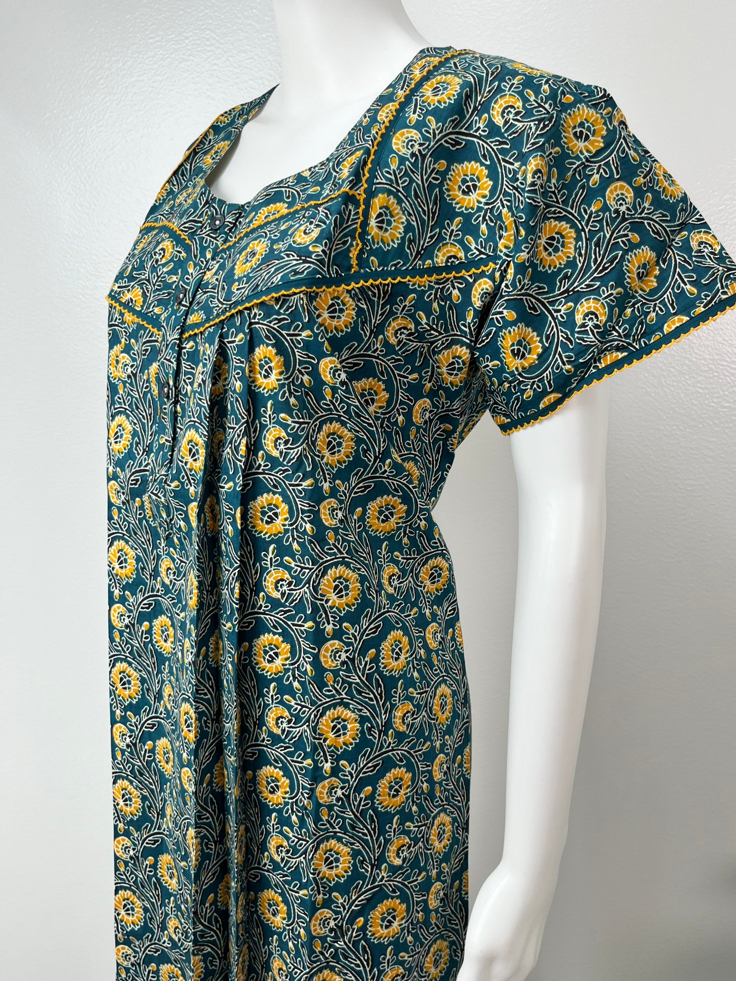 Turquoise Blue Printed Pure Cotton Nighty Soft and Comfortable