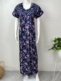 Navy Blue Pure Cotton Nightgown Comfortable & Elegant