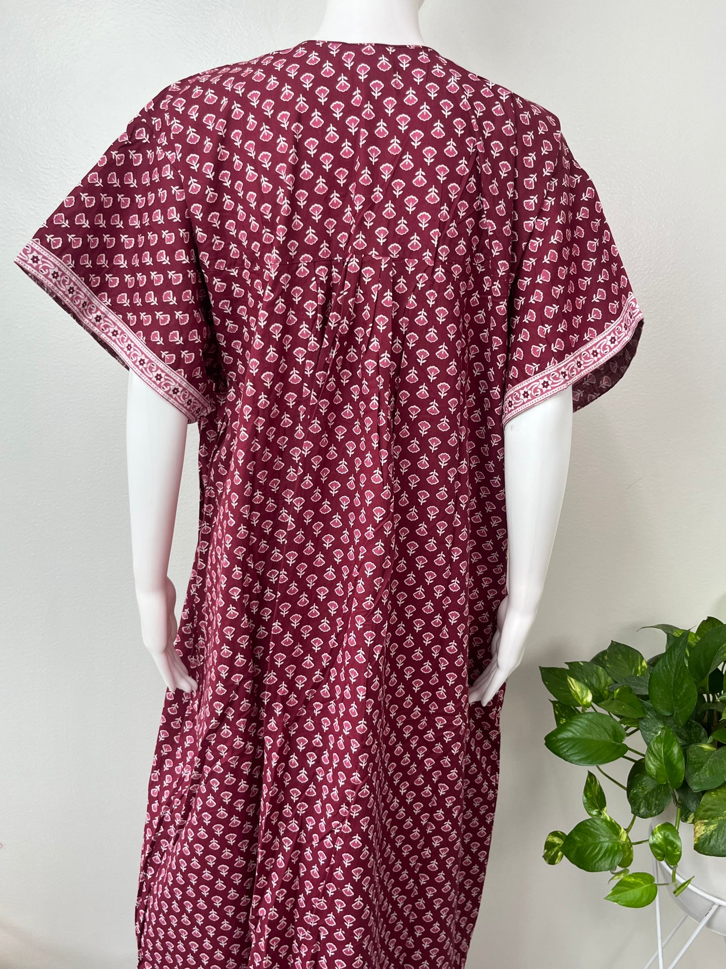 Wine Pleated Pure Cotton Nighty Soft & Comfortable
