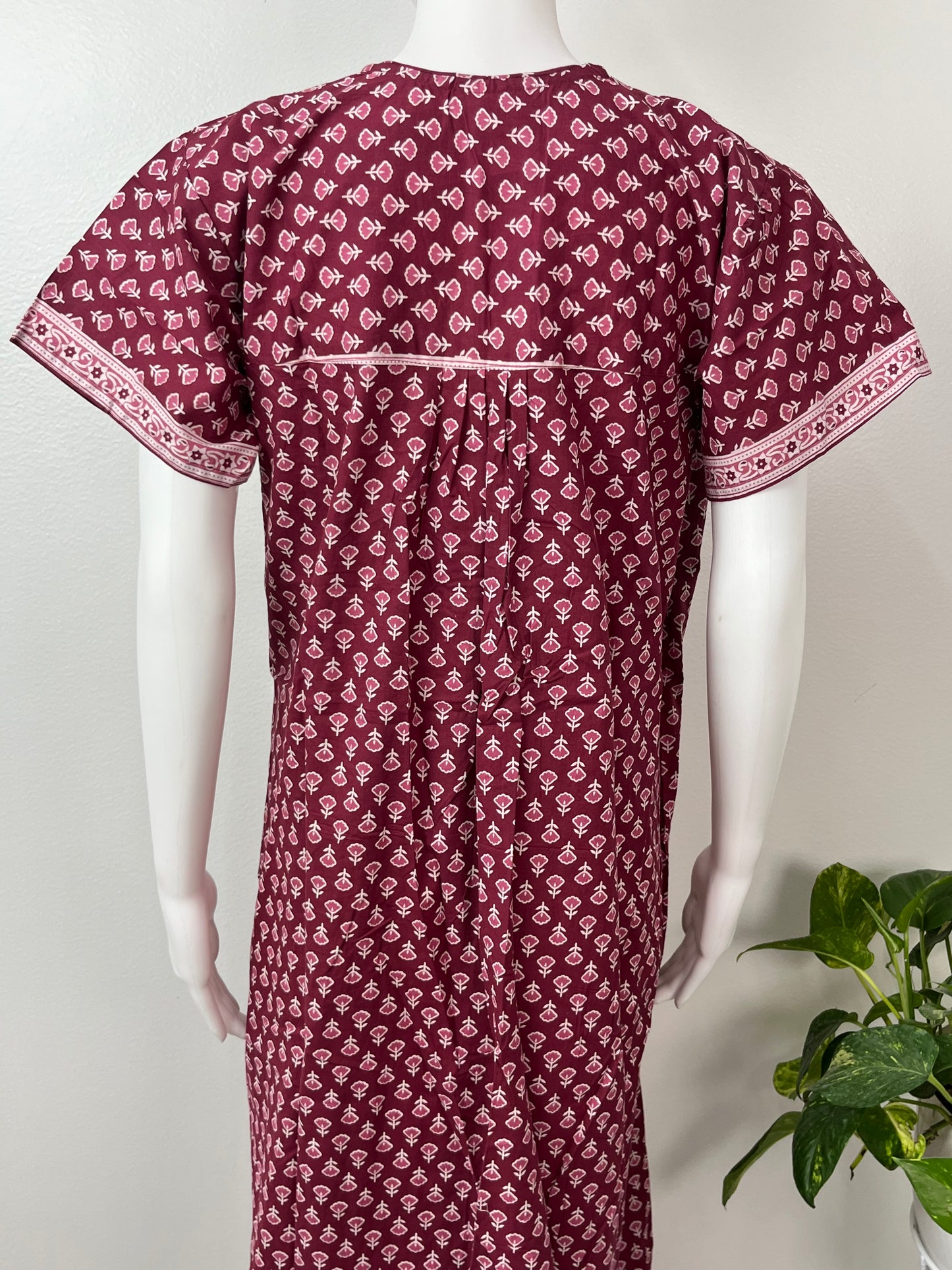 Wine Pure Cotton Nighty Comfortable & Elegant