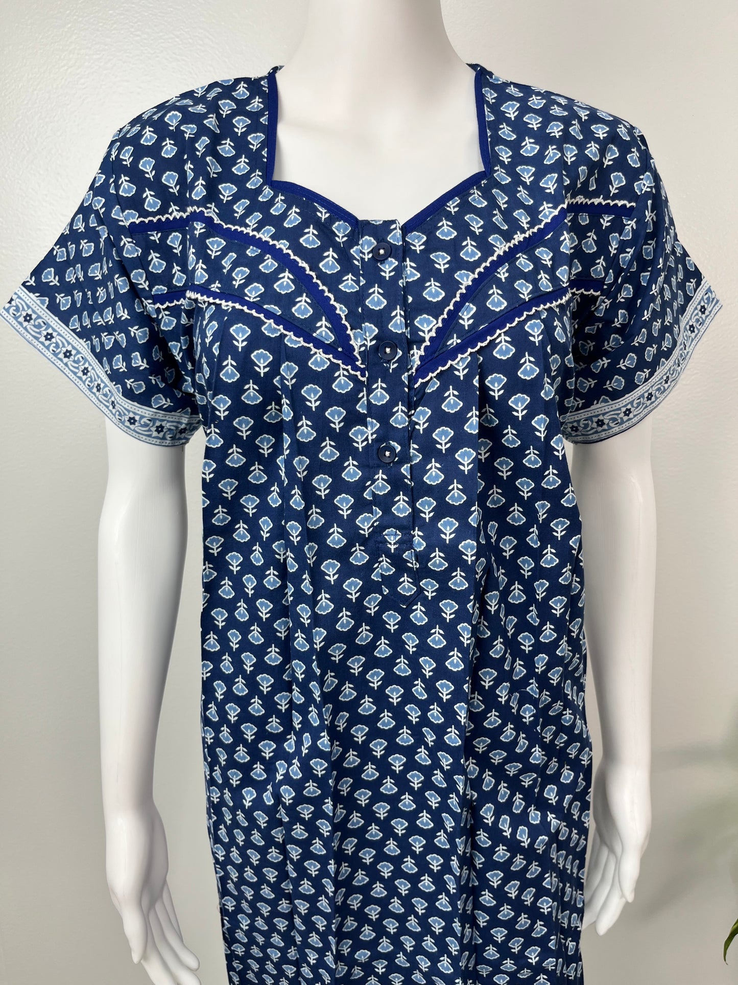Royal Blue Pure Cotton Nighty Soft & Comfotable