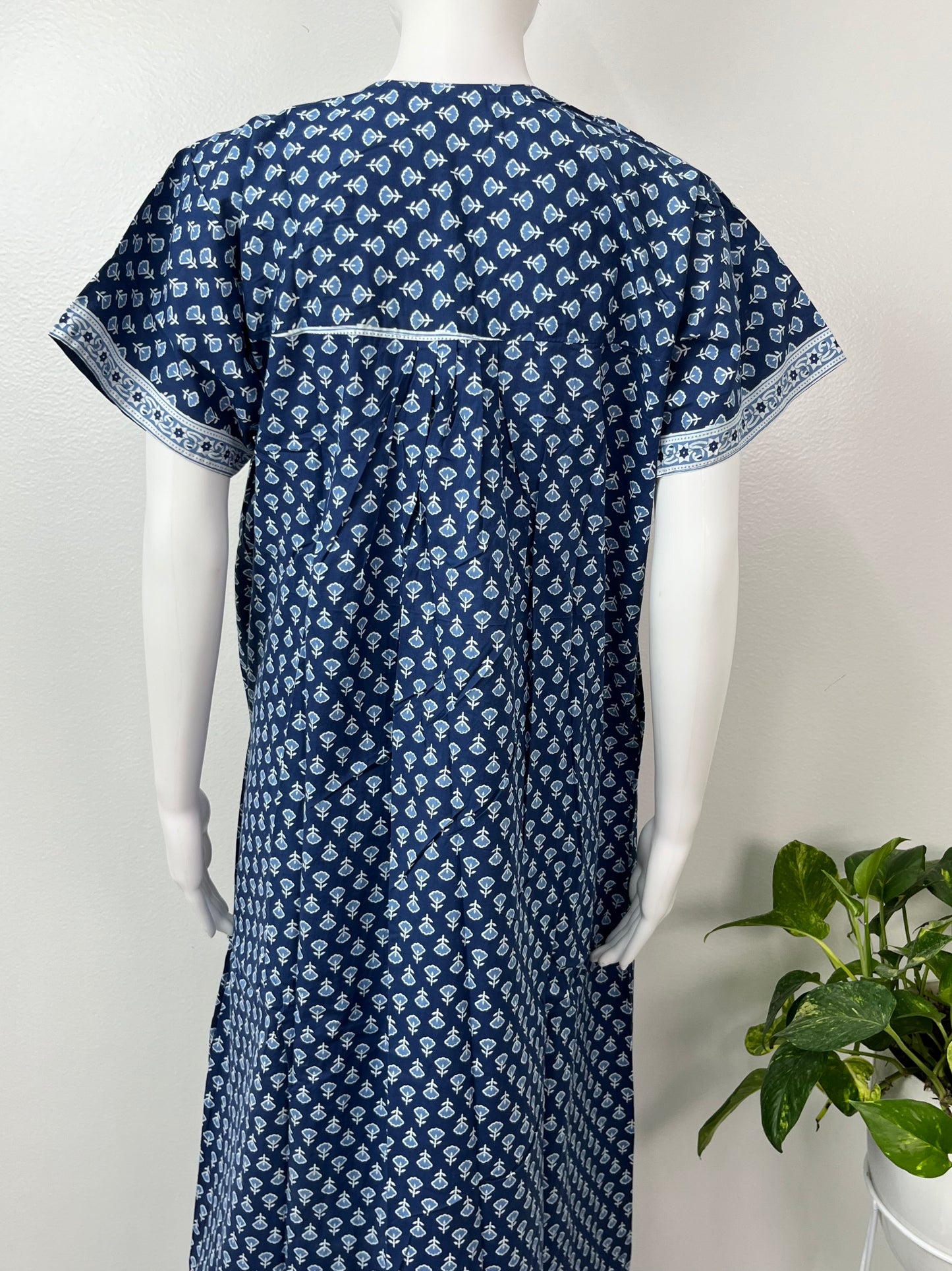 Royal Blue Pure Cotton Nighty Soft & Comfotable