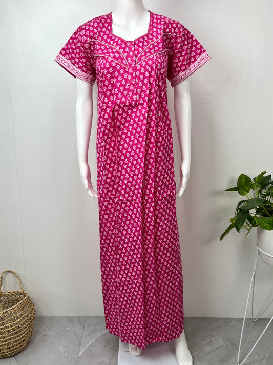 Pink 100% Cotton Women's Nightgown
