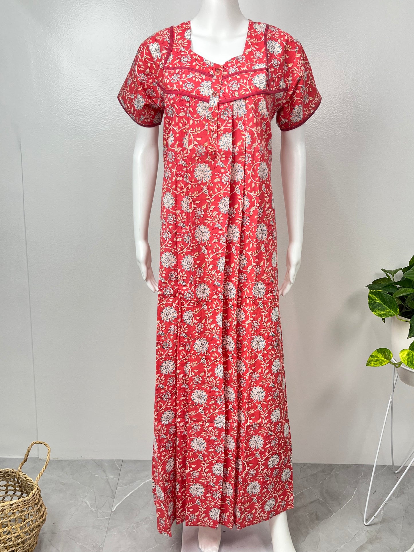 Peach Soft & Elegant Cotton Nighty for Women