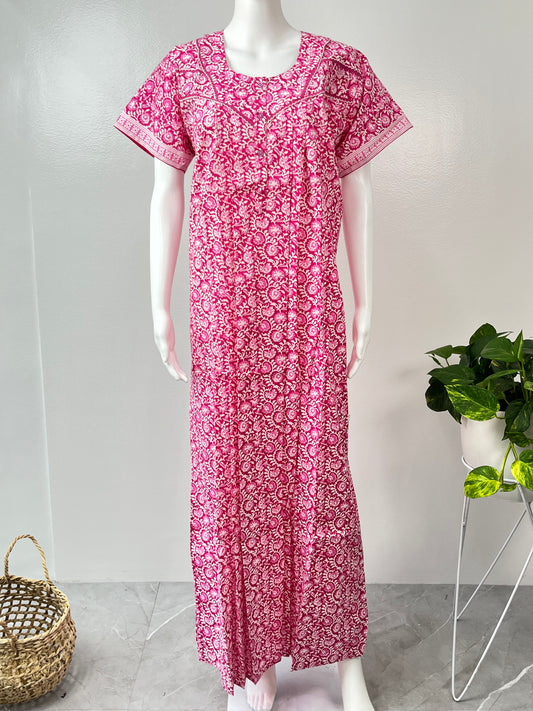 Pink Printed Women's Nighty Soft & Elegant