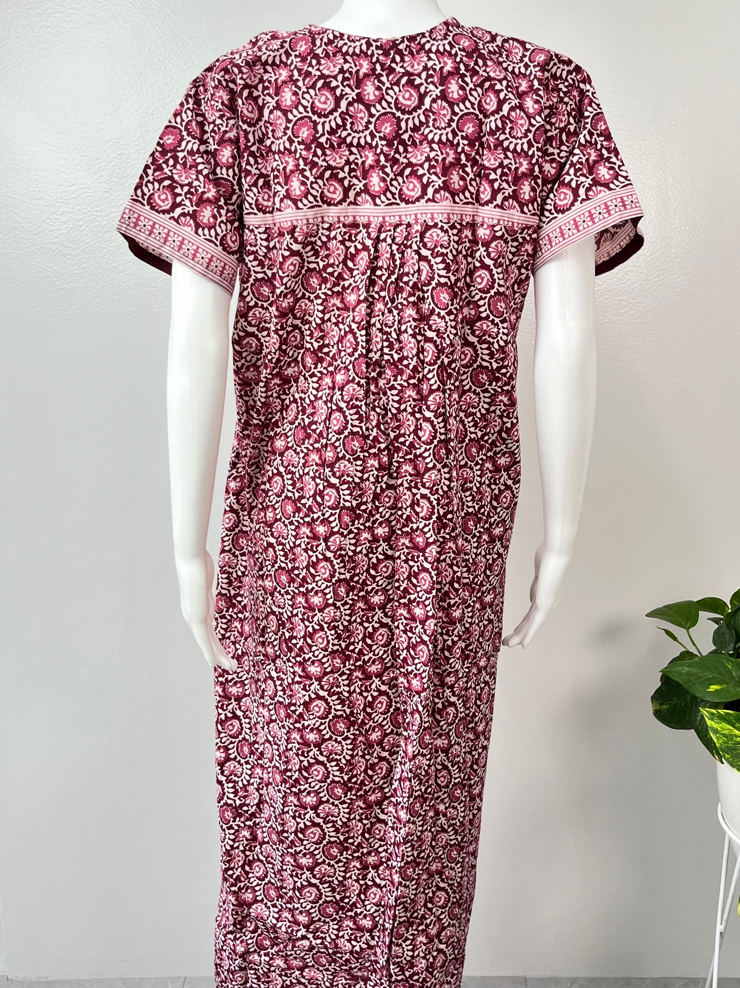 Maroon Pure Cotton Pleated Nighty Soft & Elegant