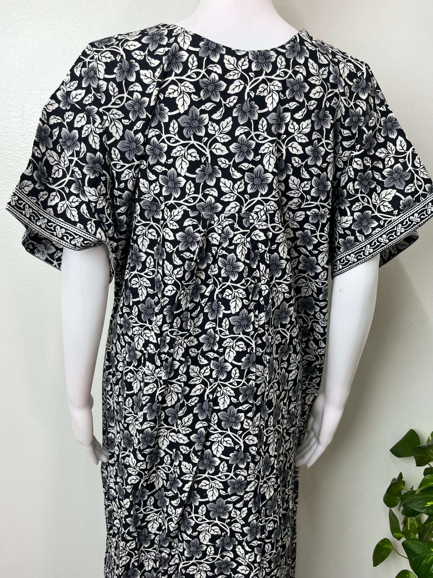 Black Pure Cotton Nightgown Elegant & Breathable