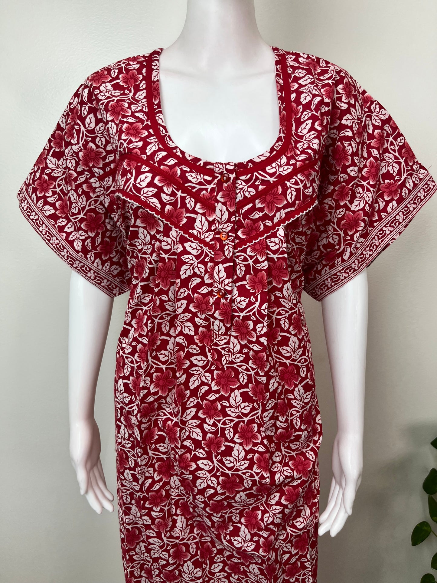 Red 100% Cotton Women's Nighty