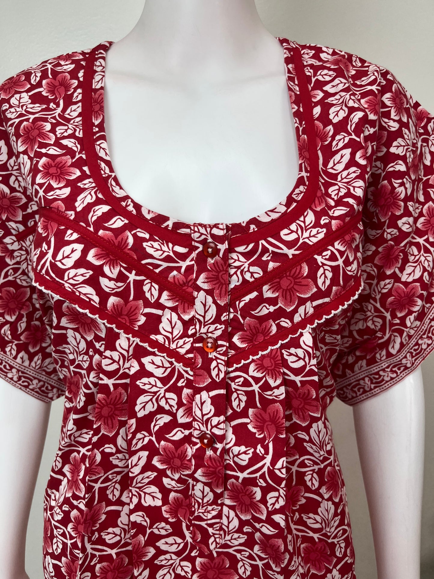 Red 100% Cotton Women's Nighty