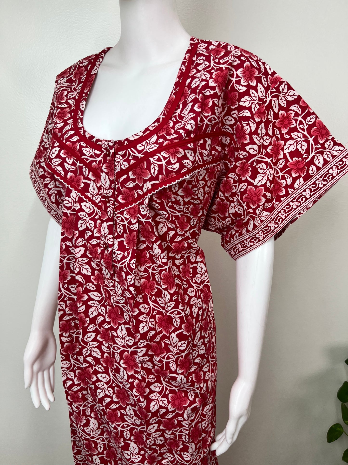 Red 100% Cotton Women's Nighty
