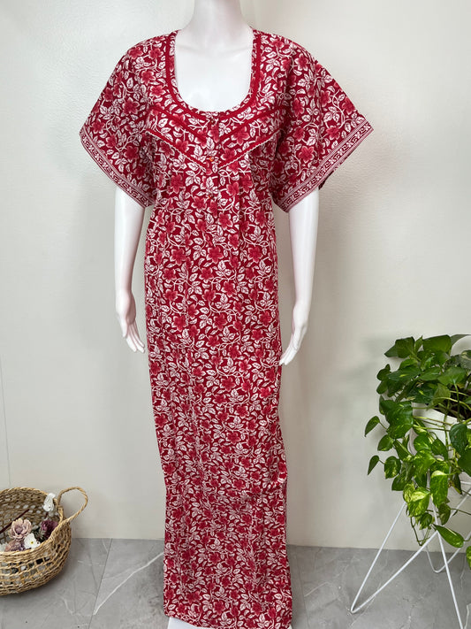 Red 100% Cotton Women's Nighty