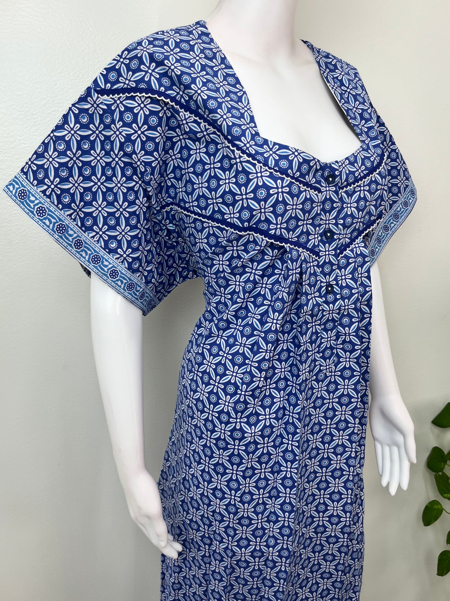 Royal Blue Pure Cotton Women's Nightgown