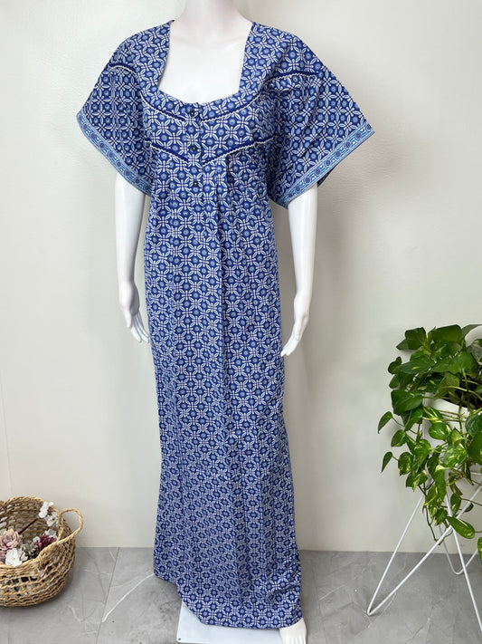 Royal Blue Pure Cotton Women's Nightgown