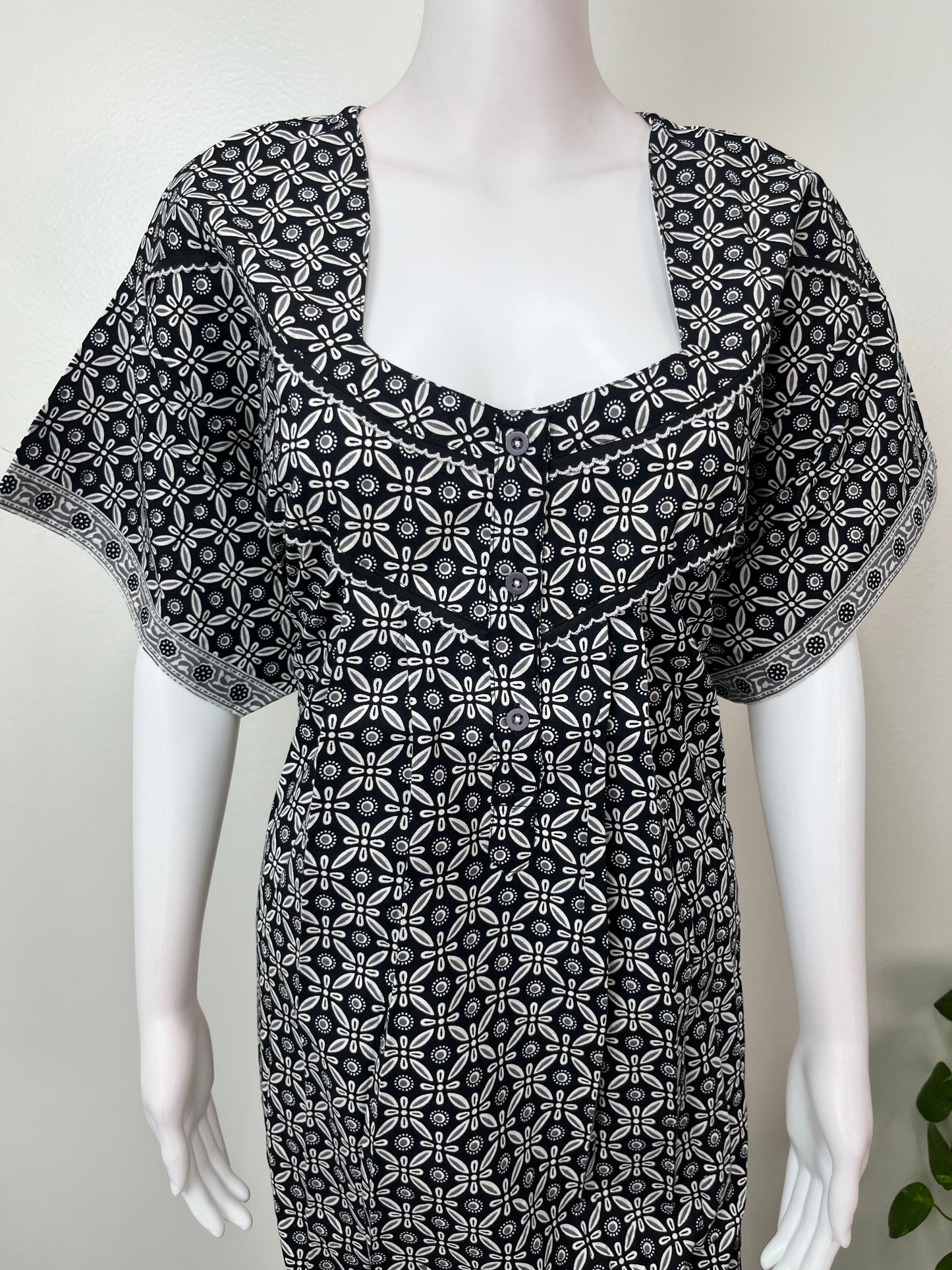 Black Pleated 100% Cotton Nighty