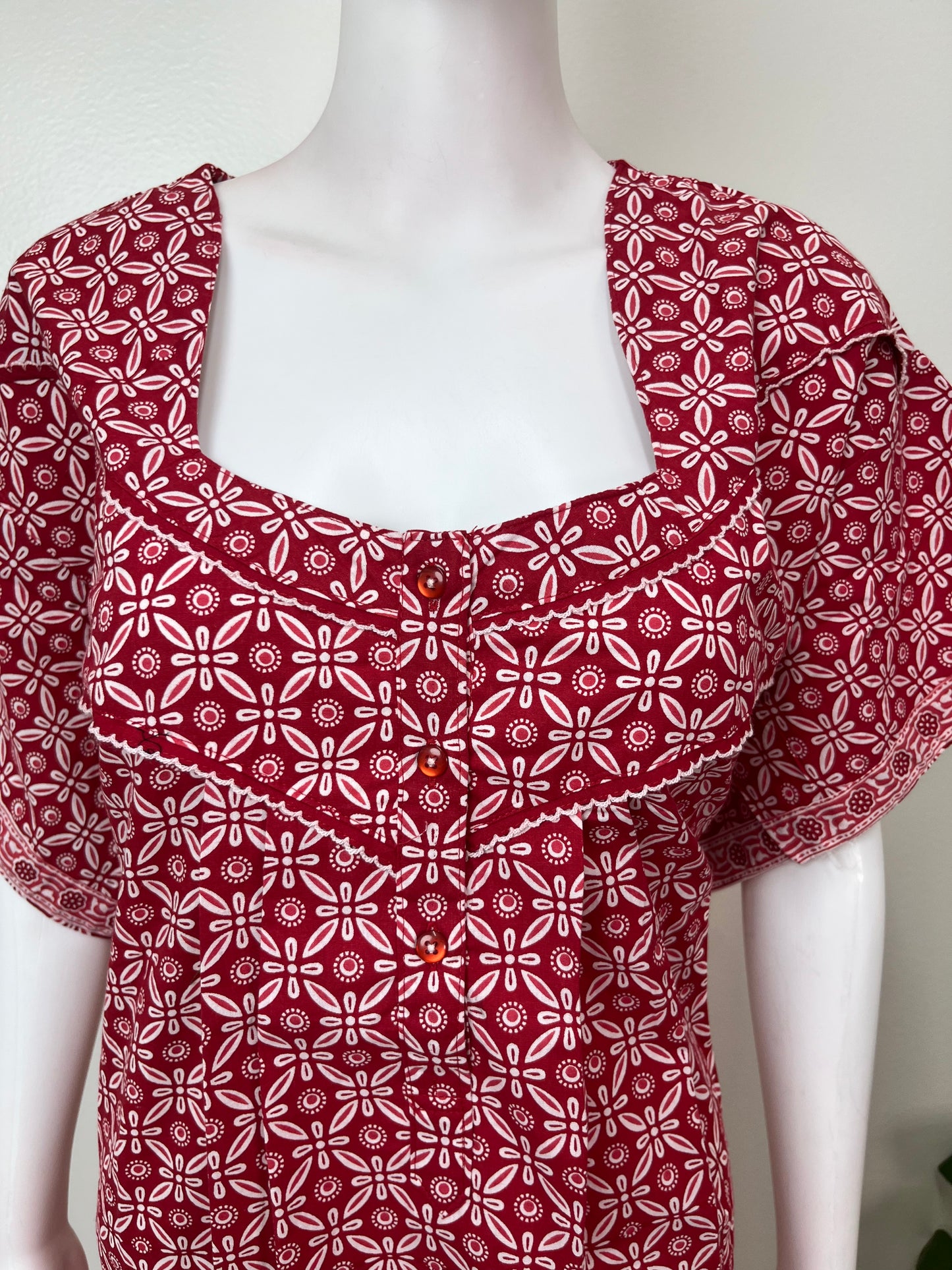 Red Pure Cotton Nighty for Women
