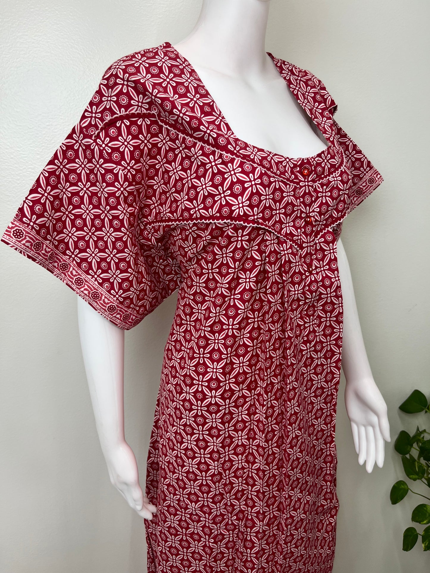 Red Pure Cotton Nighty for Women