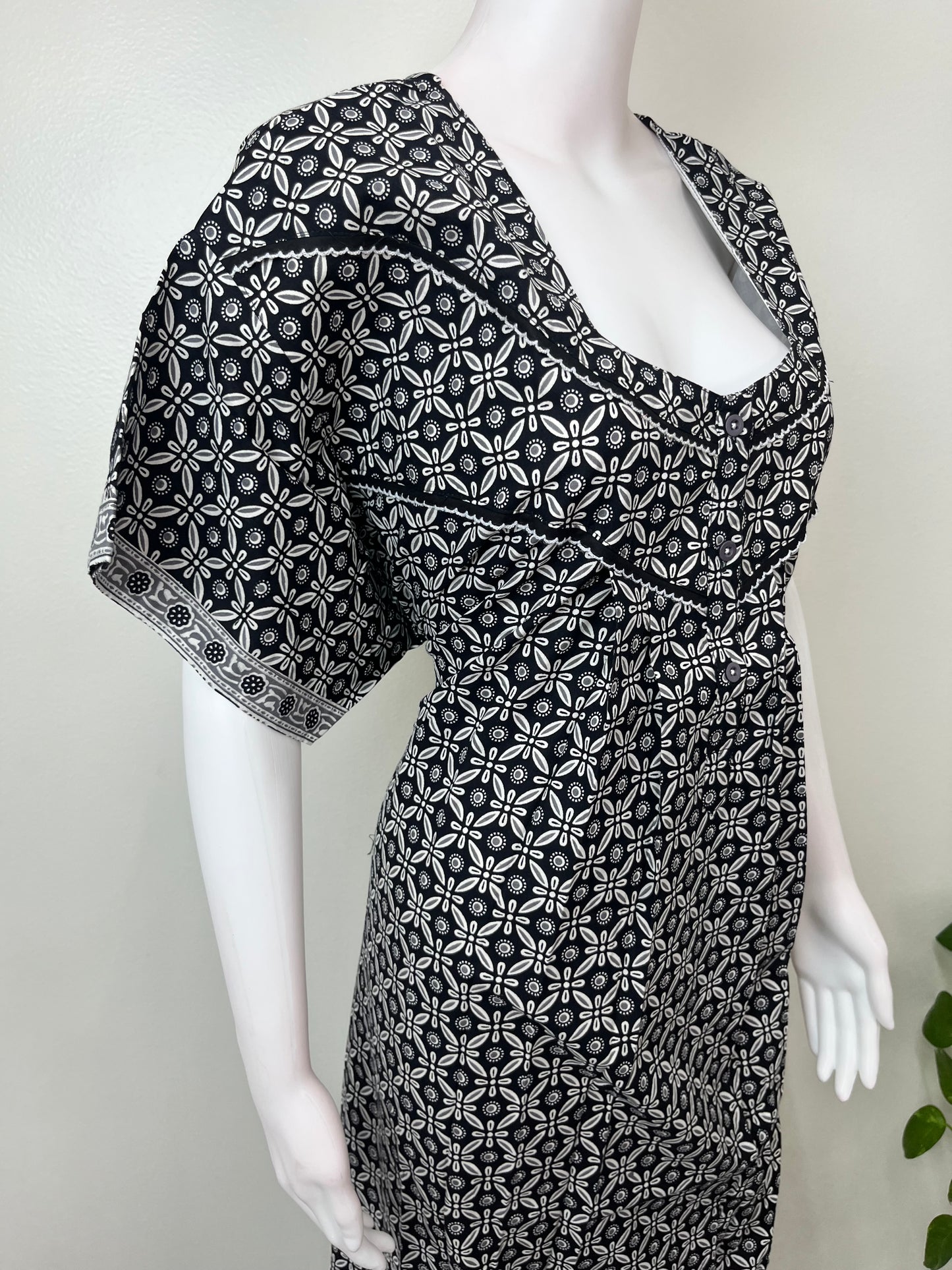 Black Pleated 100% Cotton Nighty