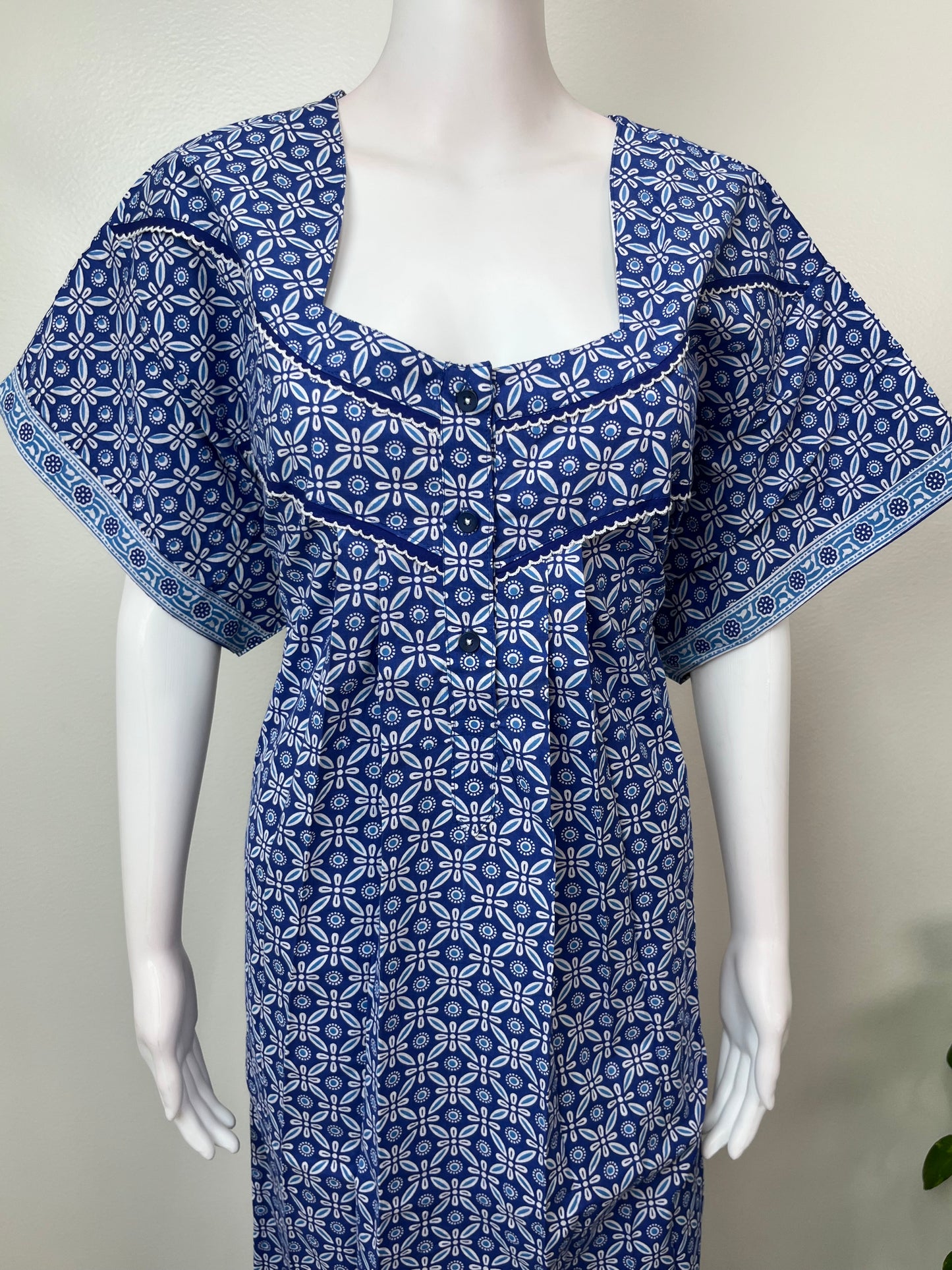 Royal Blue Pure Cotton Women's Nightgown