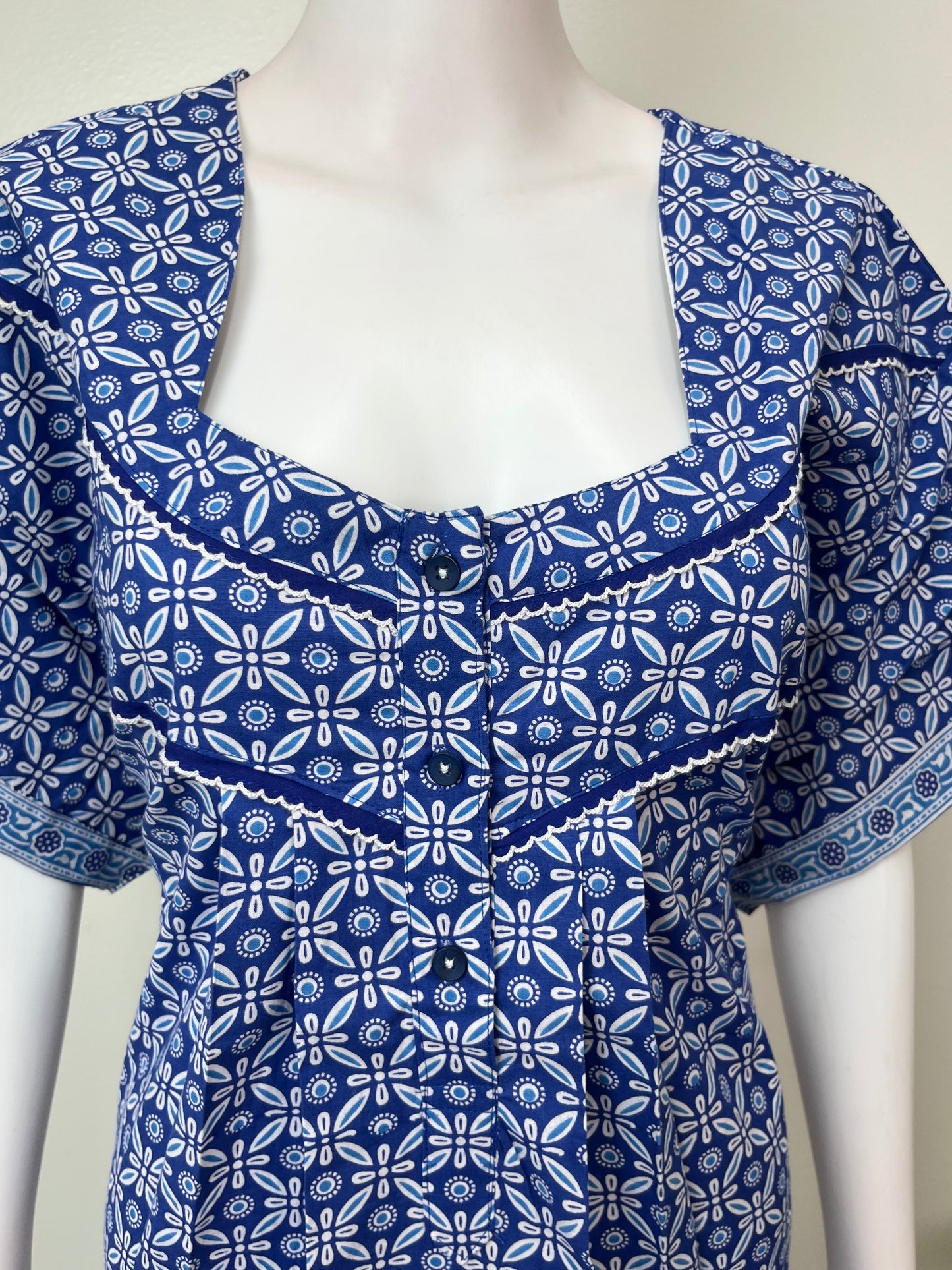 Royal Blue Pure Cotton Women's Nightgown