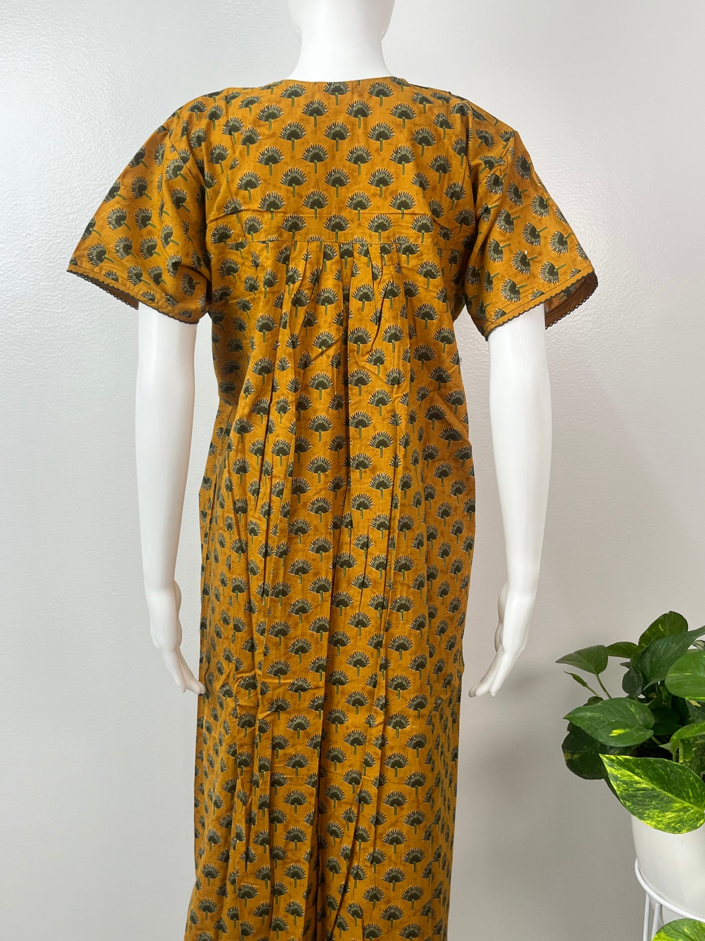 Mustard Printed 100% Cotton Women's Nighty