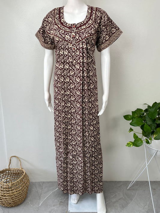 Maroon 100% Cotton Nighty Soft & Comfortable