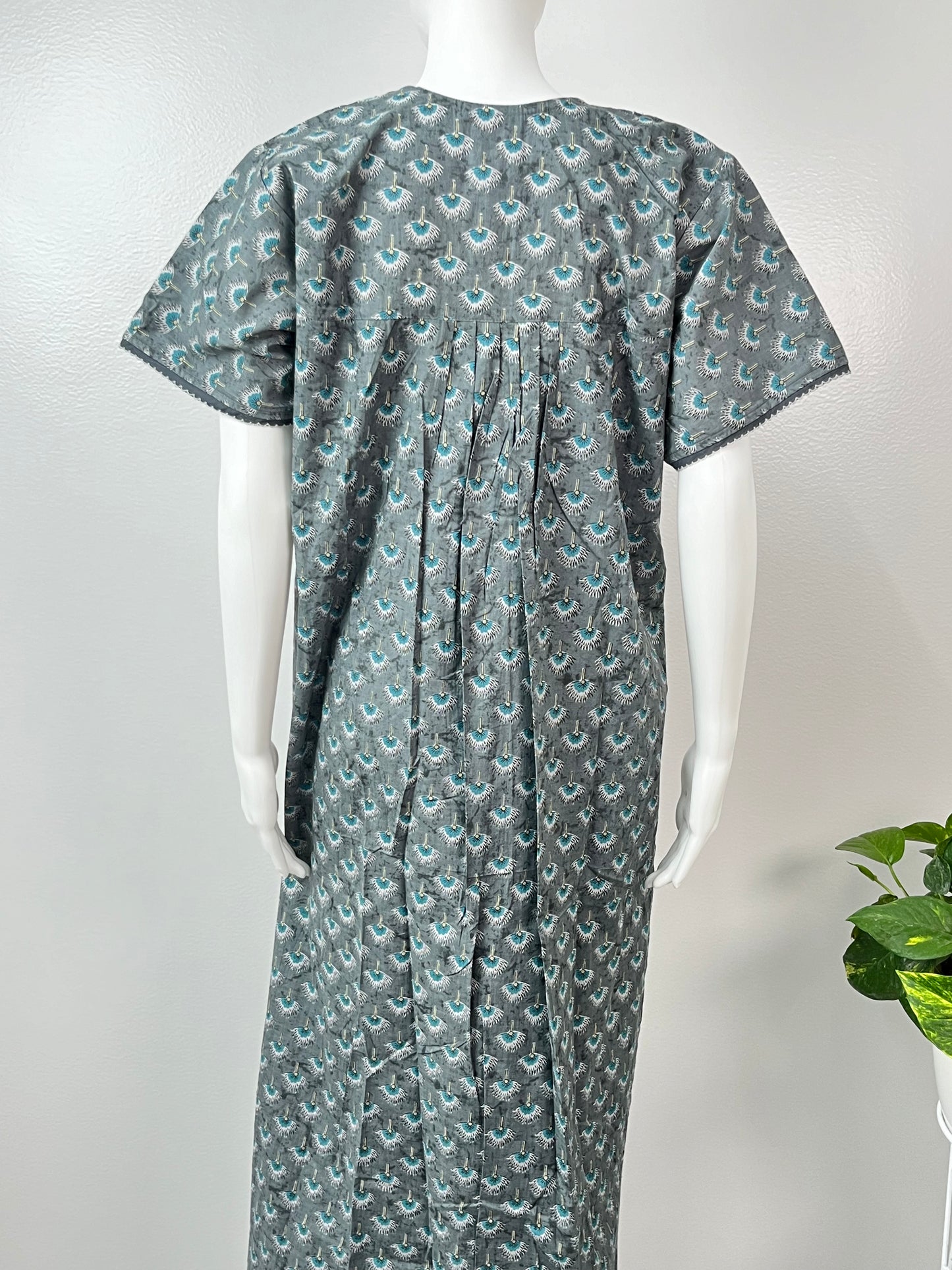 Grey Printed Women's Pure Cotton Nighty