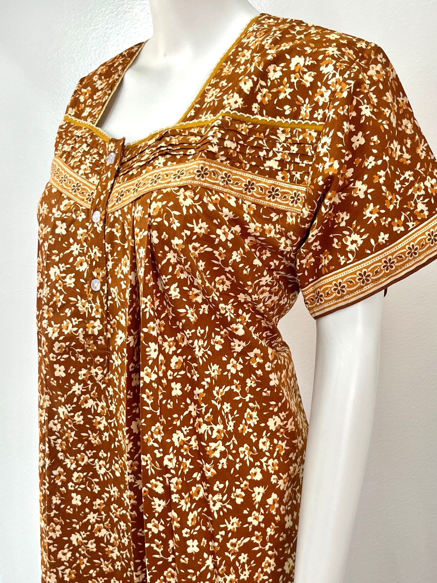 Mustard Printed 100% Cotton Women's Nighty