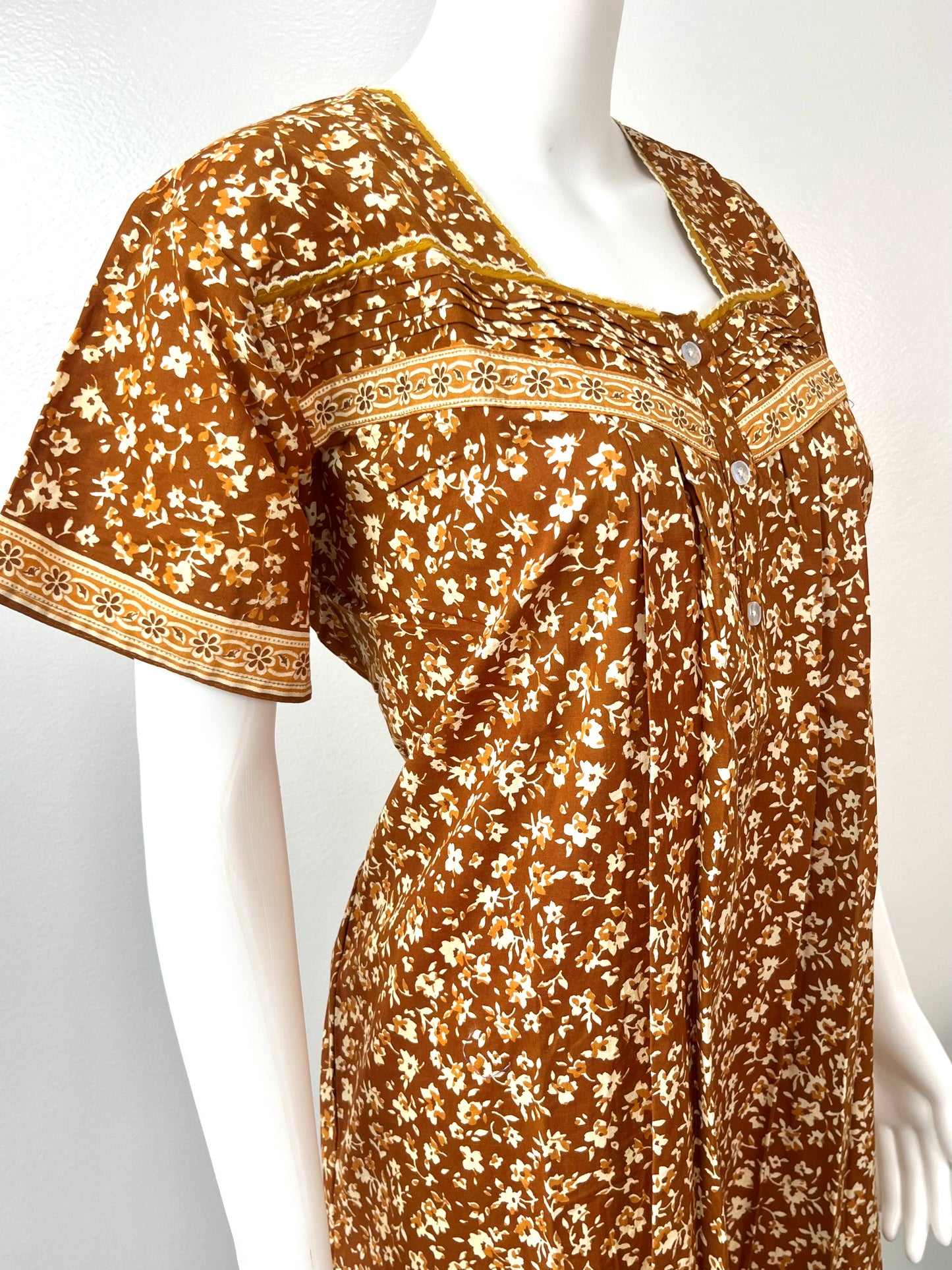 Mustard Printed 100% Cotton Women's Nighty