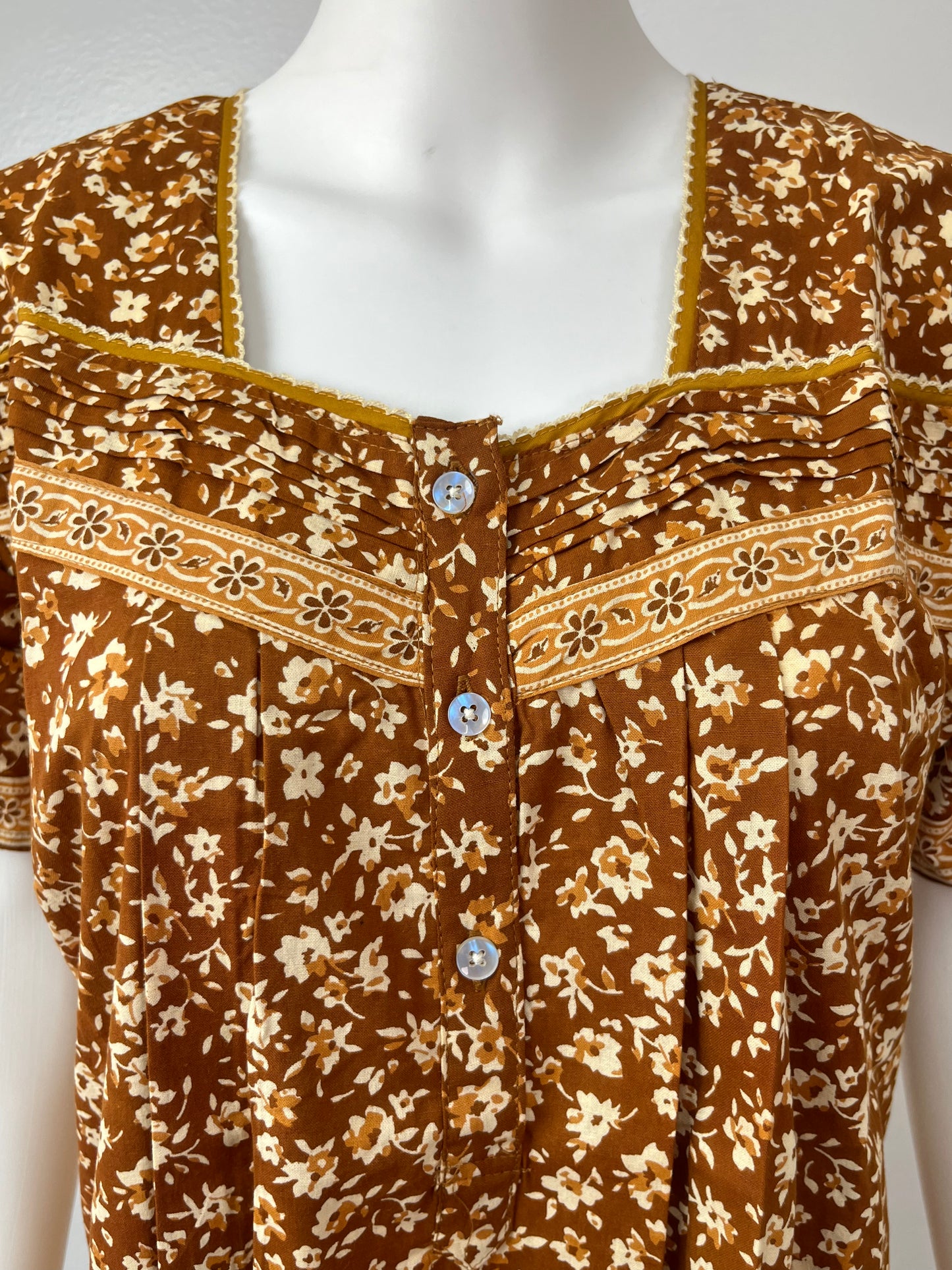 Mustard Printed 100% Cotton Women's Nighty