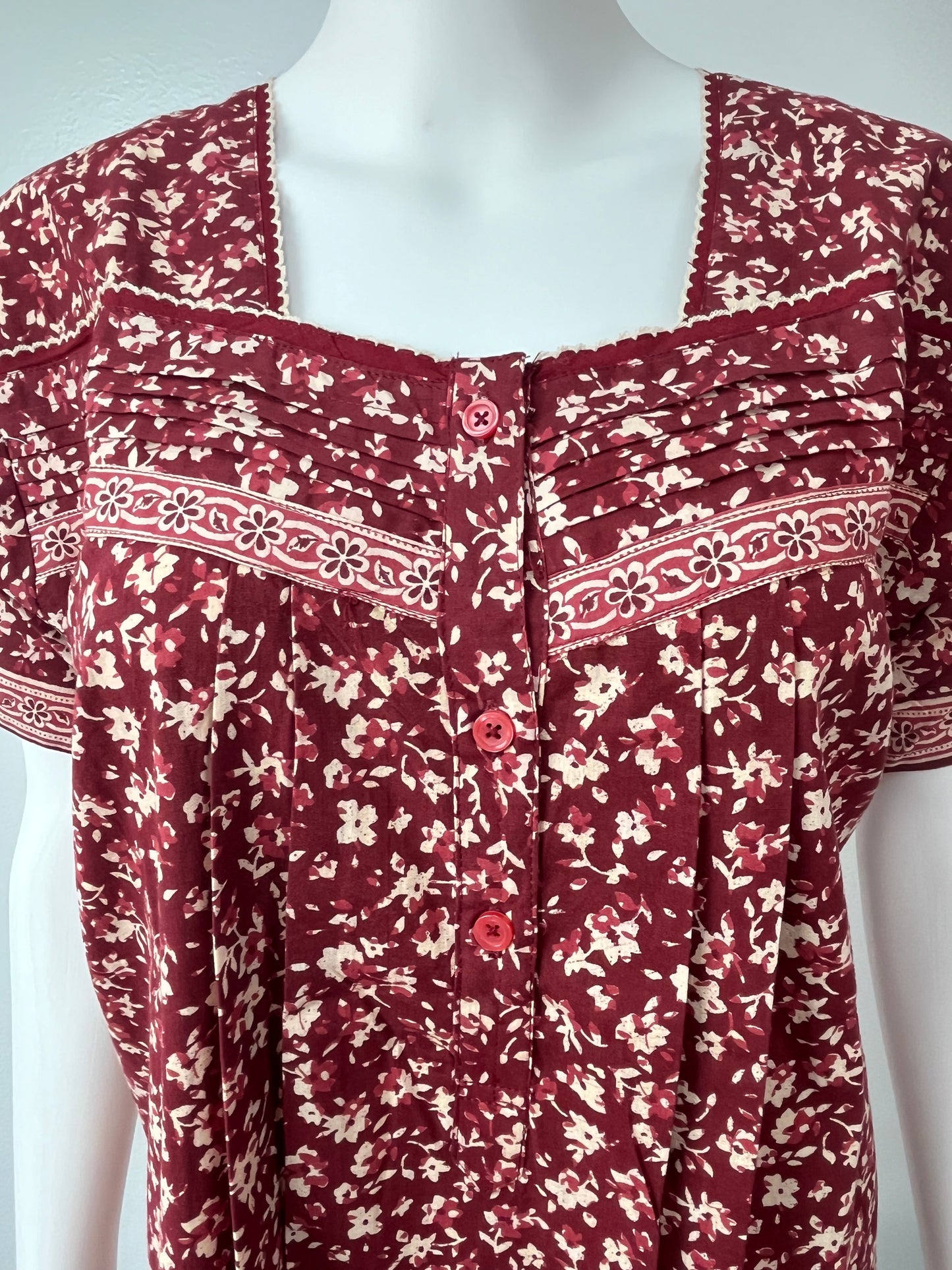 Maroon 100% Pure Cotton Printed Nighty for Women
