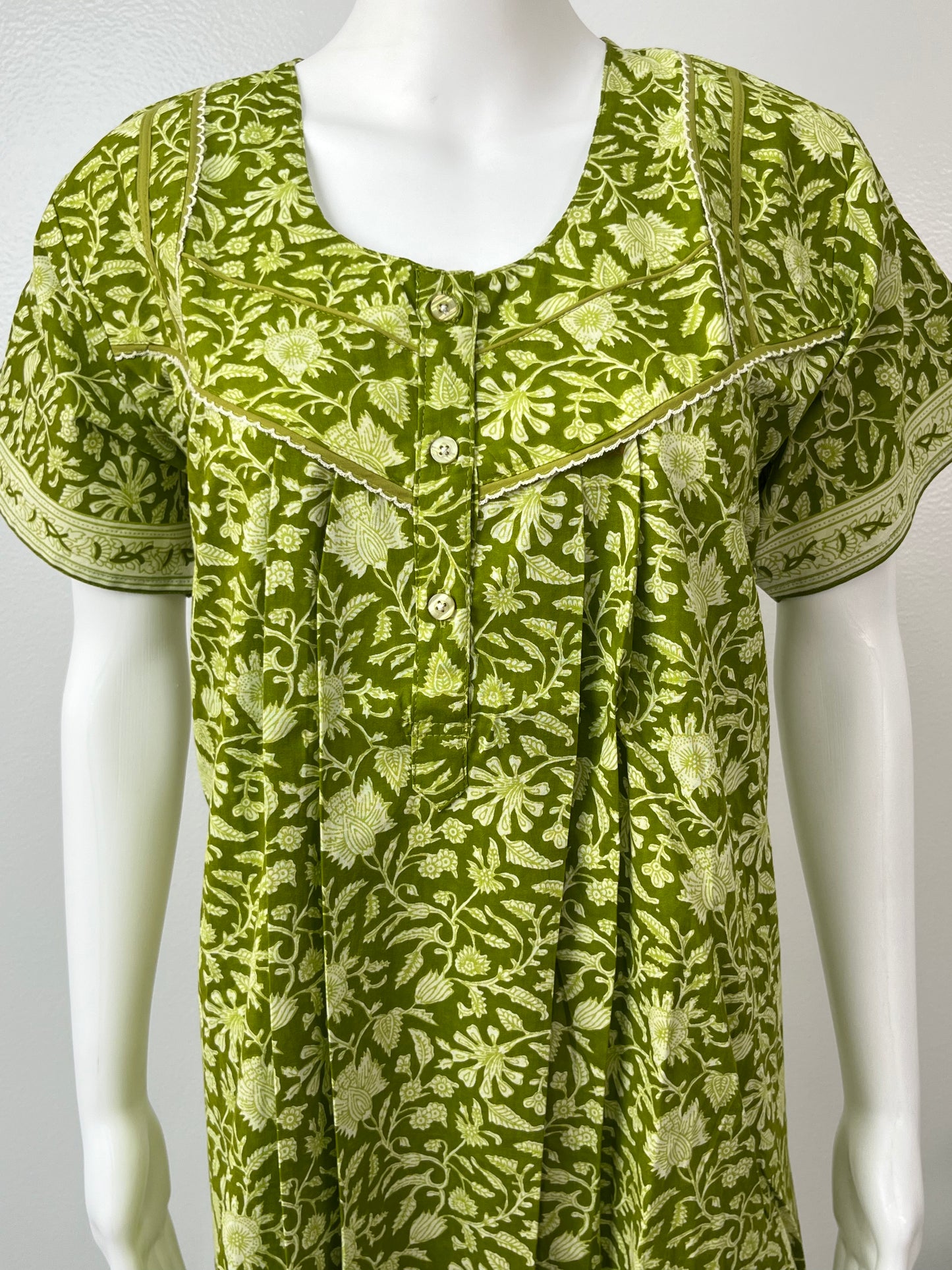 Sage Green Pure Cotton Nightgown Cool & Comfortable