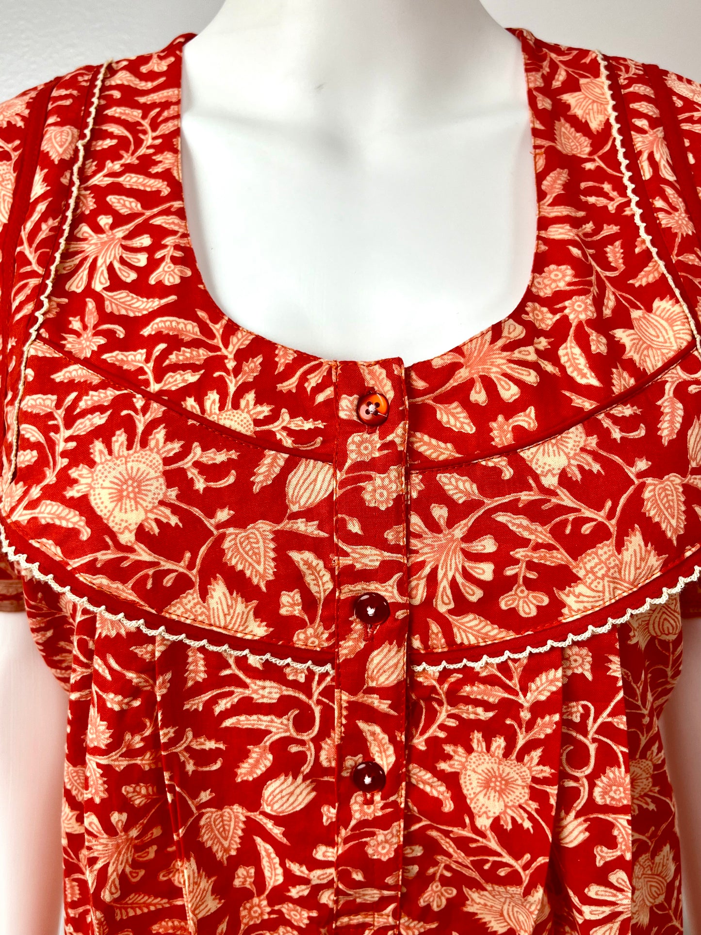 Orange Pleated 100% Pure Cotton Comfortable Nightgown
