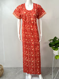 Orange Pleated 100% Pure Cotton Comfortable Nightgown