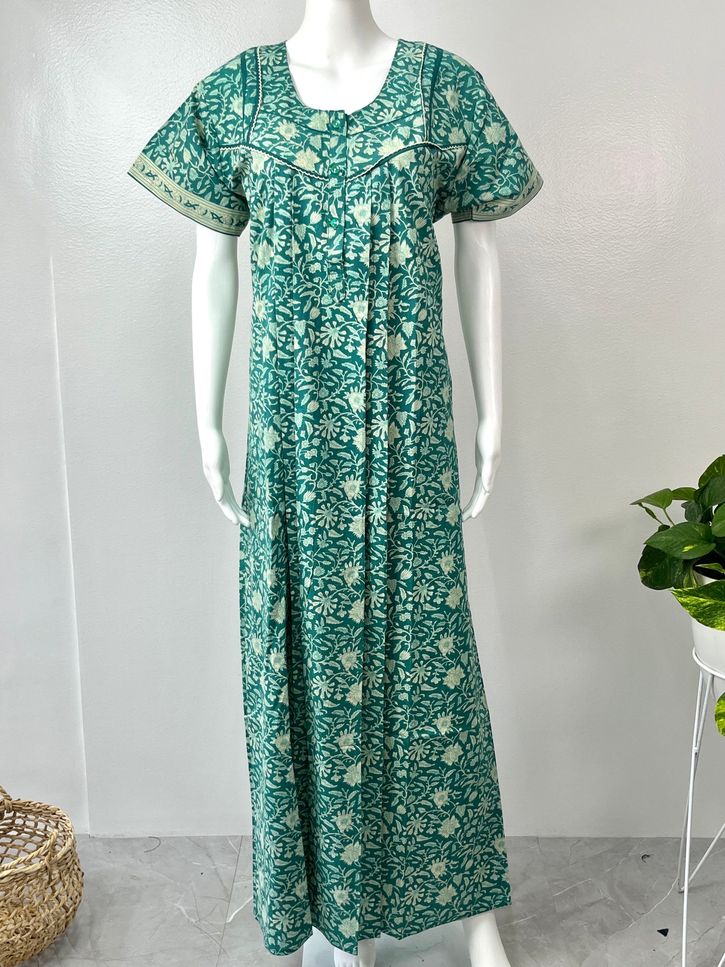Sea Green Pure Cotton Nighty Soft and Breathable