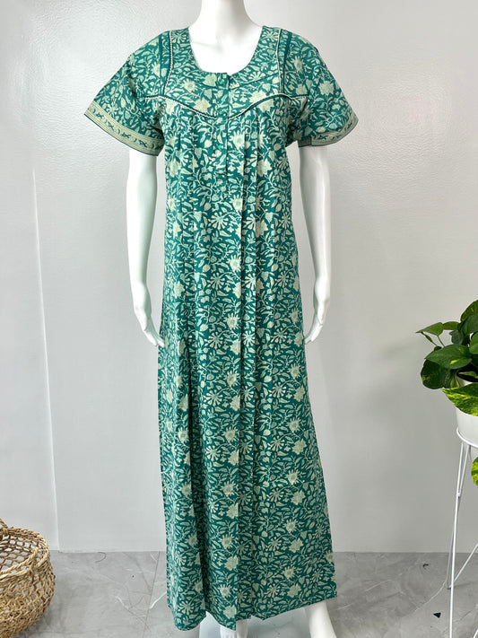 Sea Green Pure Cotton Nighty Soft and Breathable