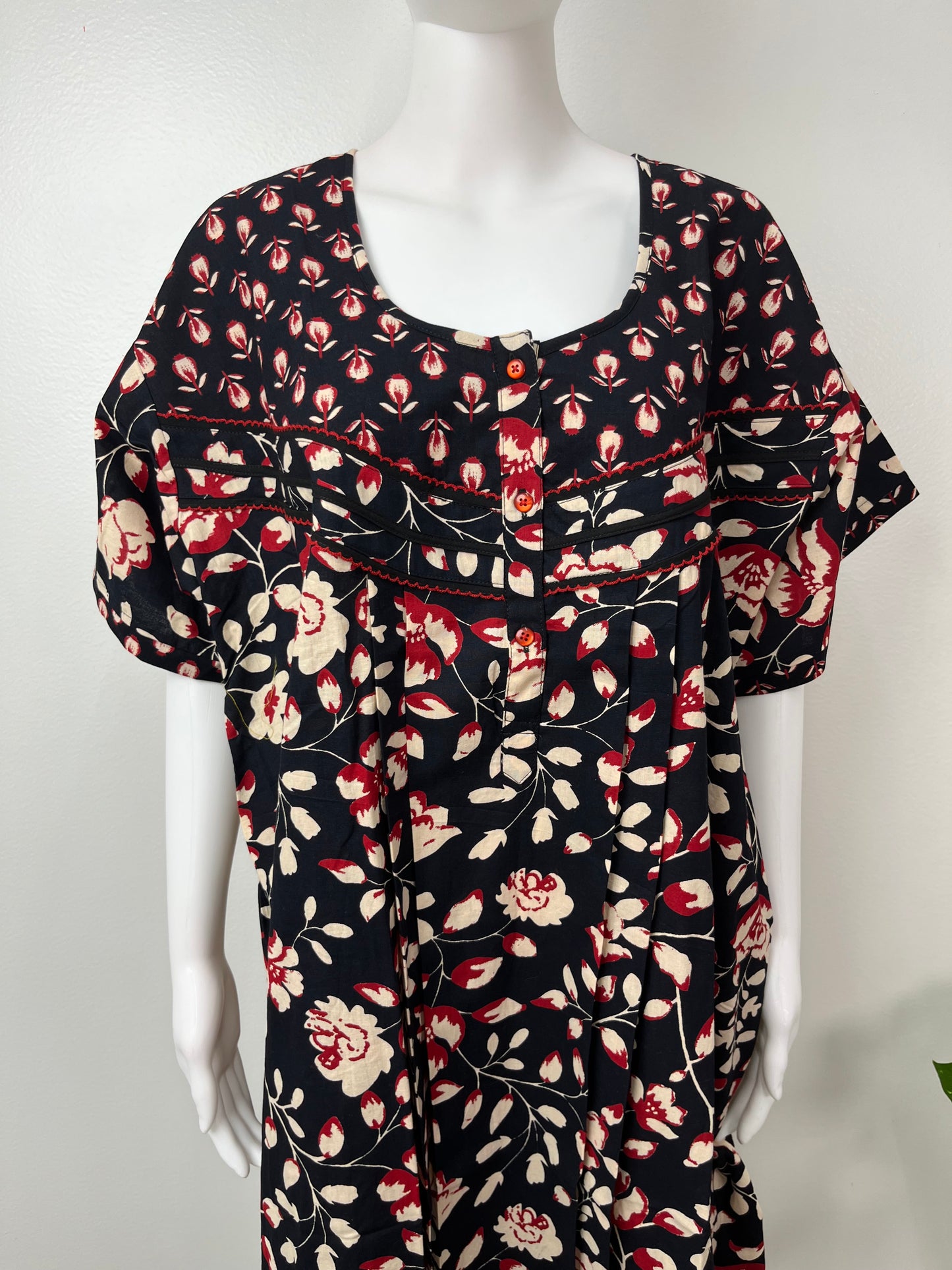 Black Pure Cotton Nighty Elegant & Breathable
