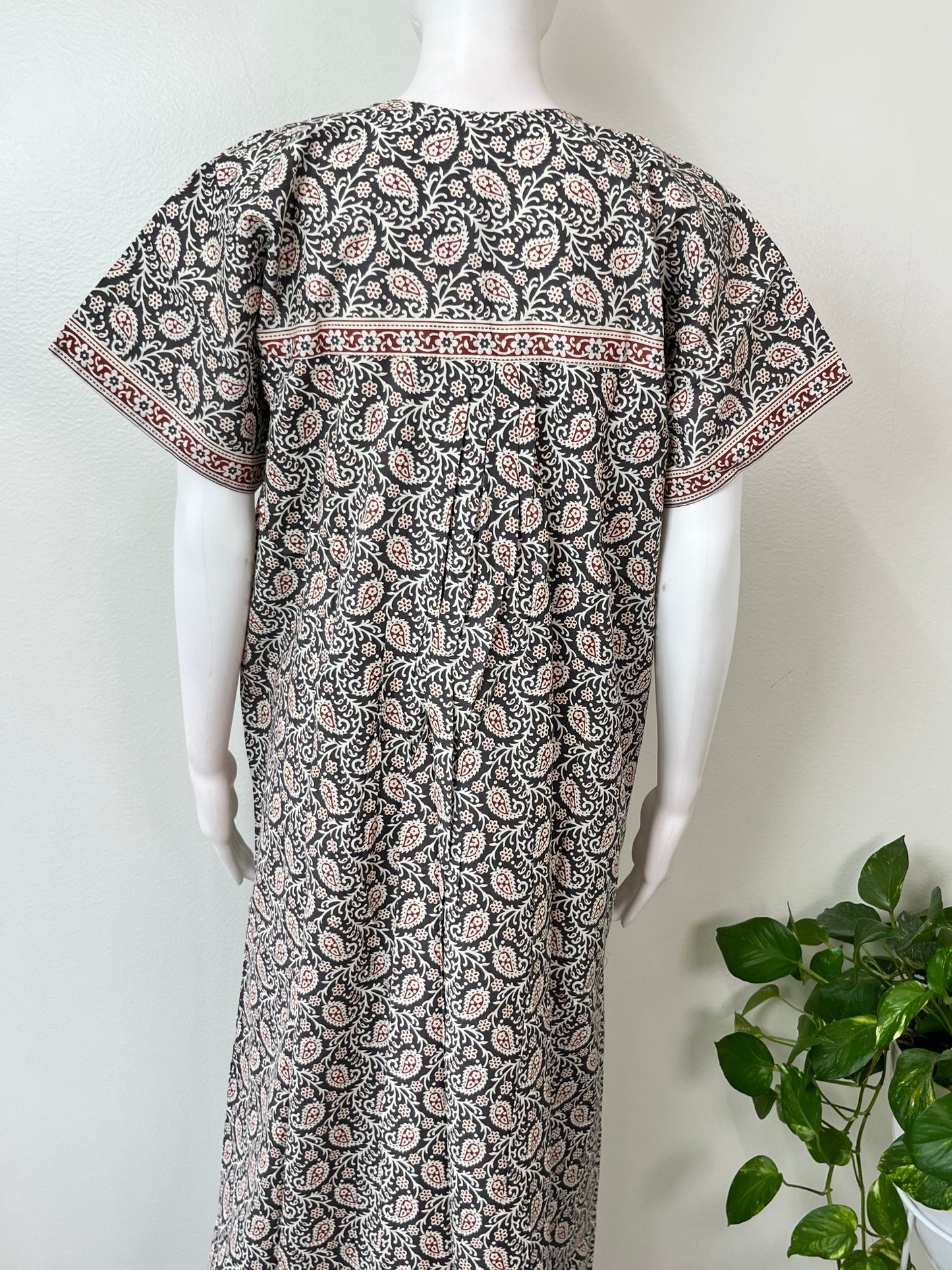 Gray Pure Cotton Nightgown Elegant & Breathable