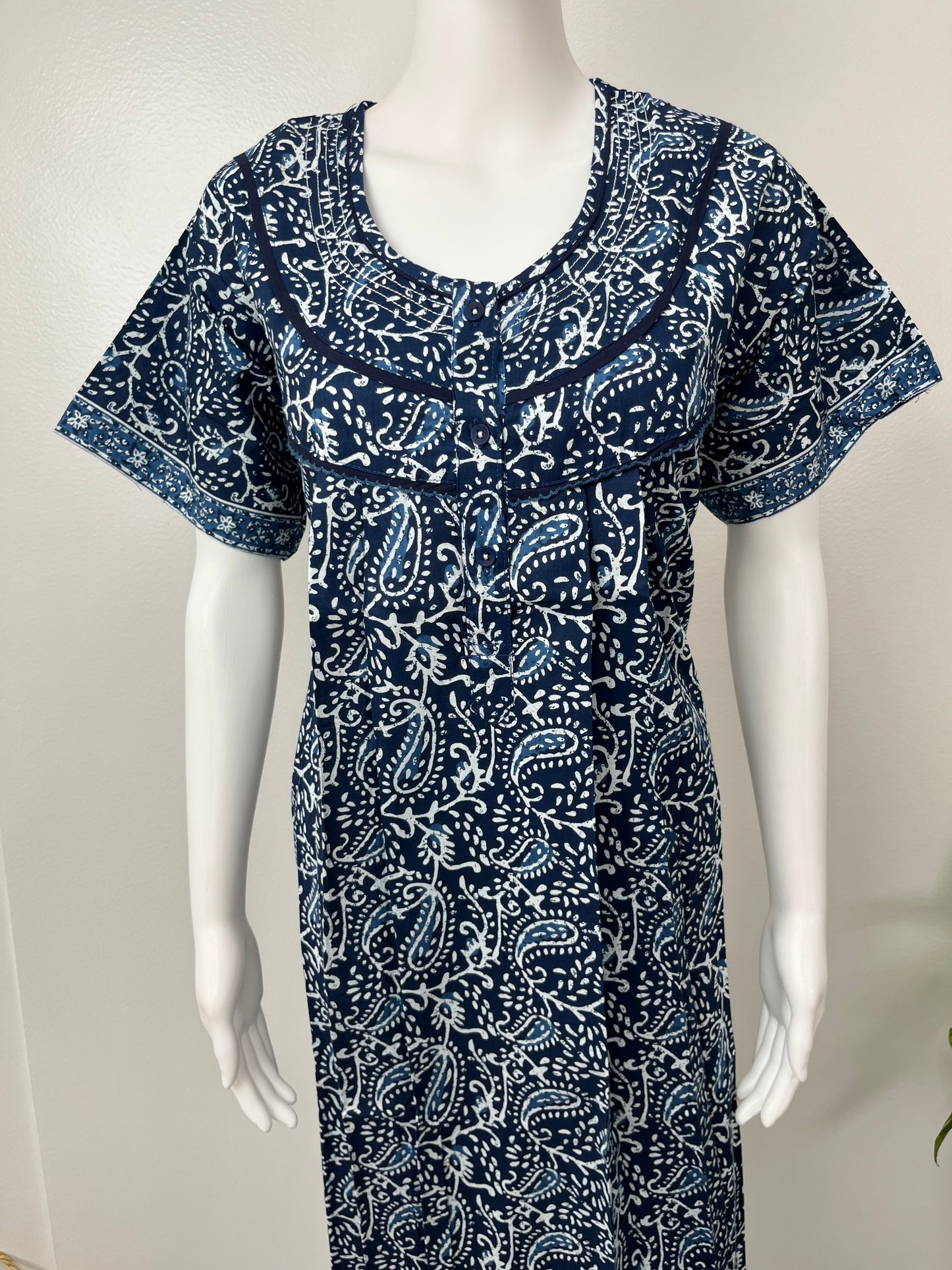 Navy Blue Pure Cotton Nighty for Women Soft & Comfortable