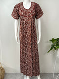 Brown 100% Cotton Pleated Nighty for Women