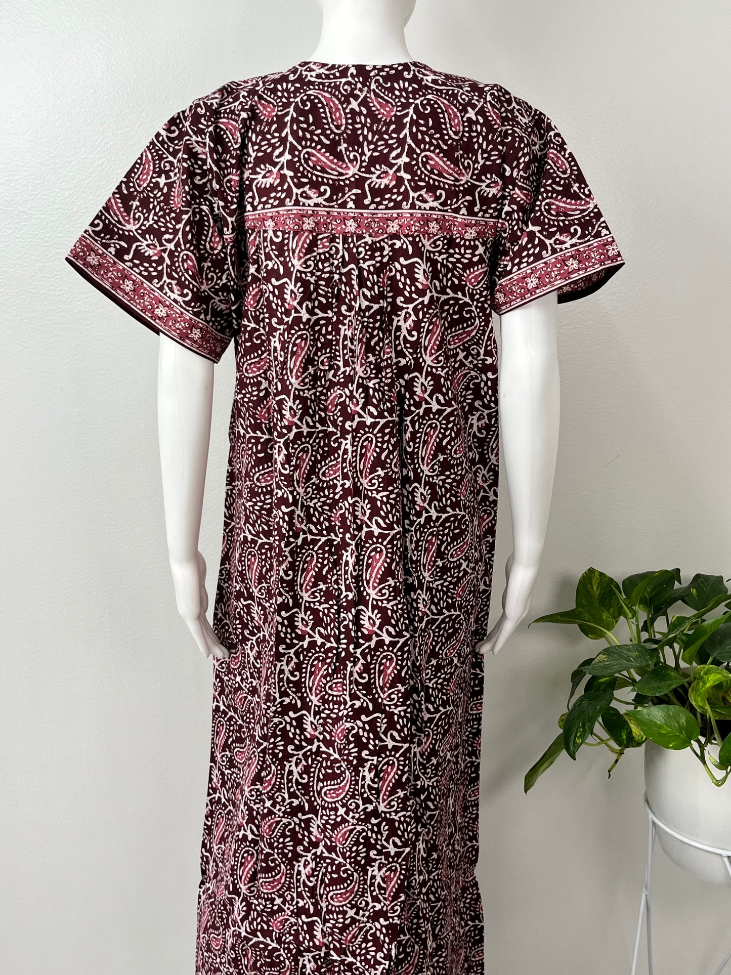 Maroon Pleated Pure Cotton Nighty Soft & Comfortable.