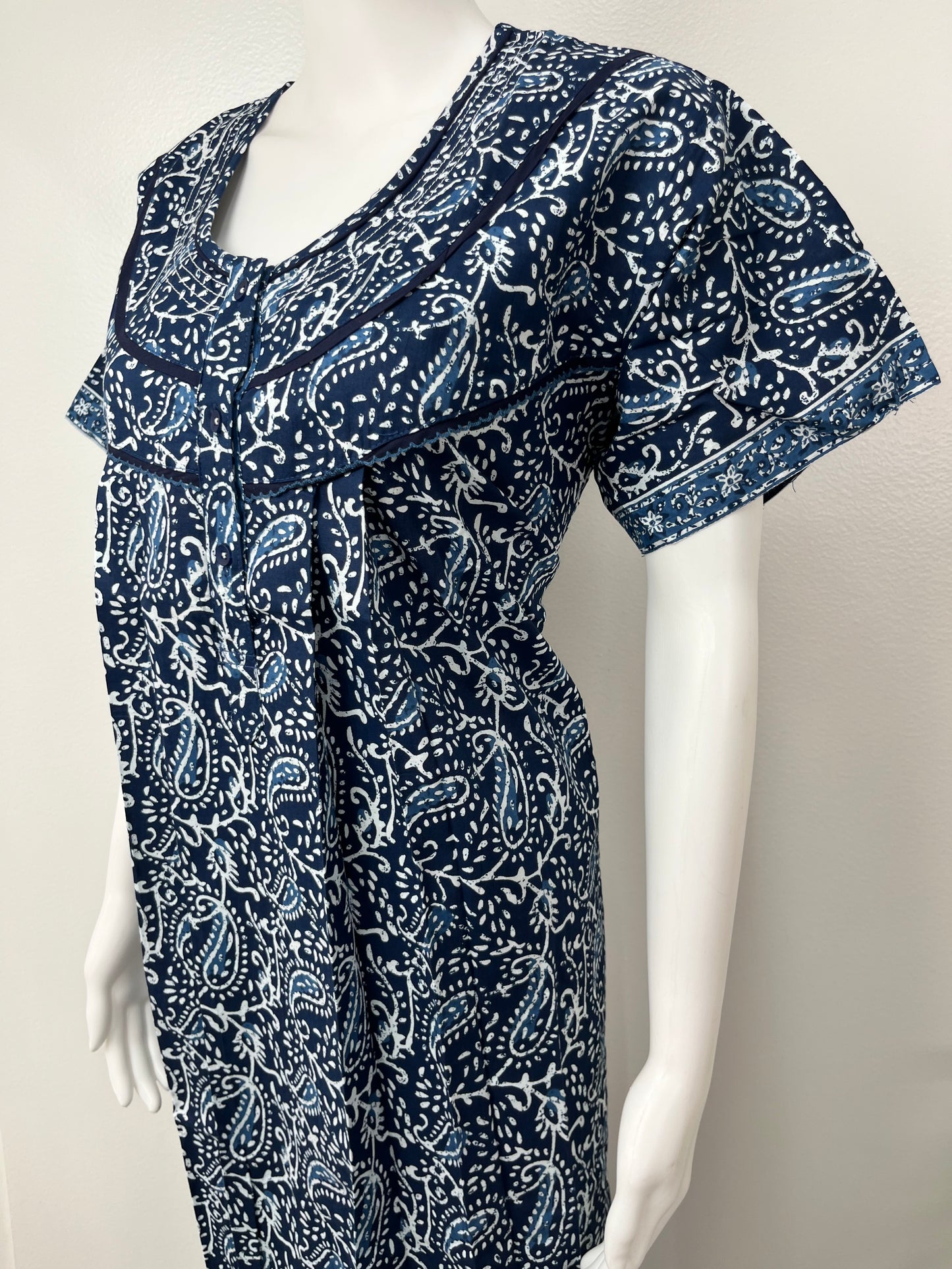 Navy Blue Pure Cotton Nighty for Women Soft & Comfortable