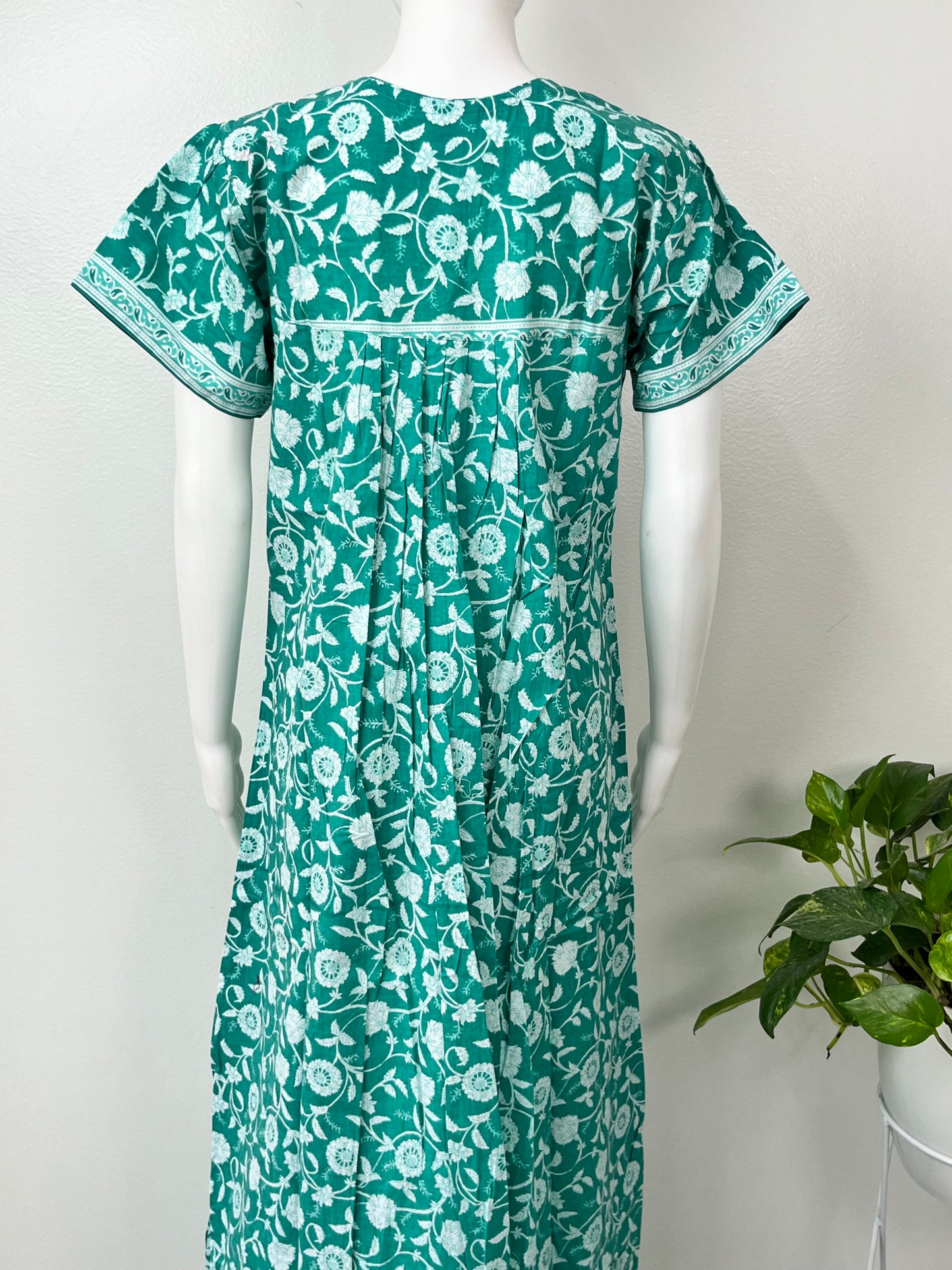 Sea Green Pure Cotton Nighty for Women