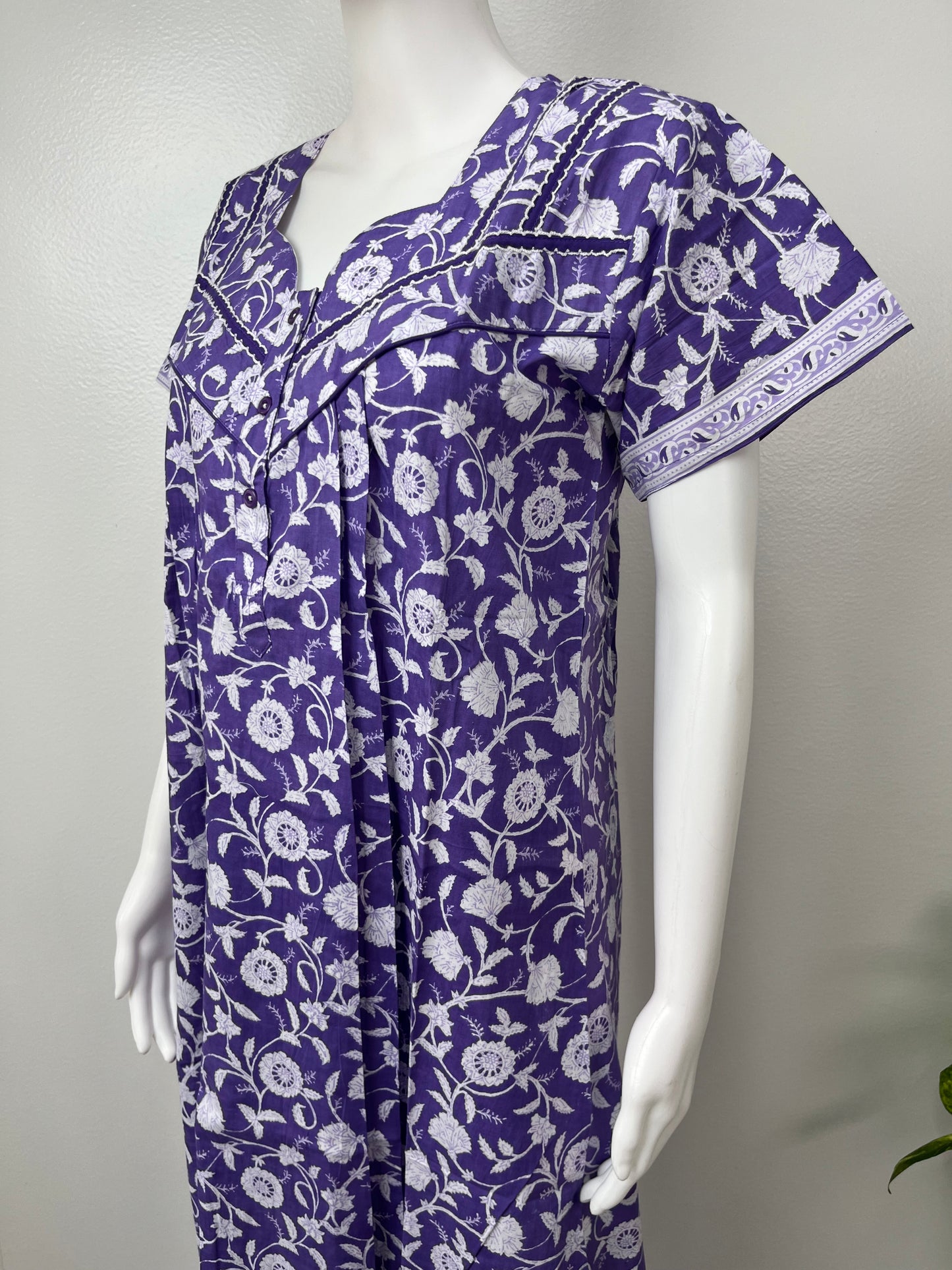 Lavender Pure Cotton Nightgown Soft & Comfortable