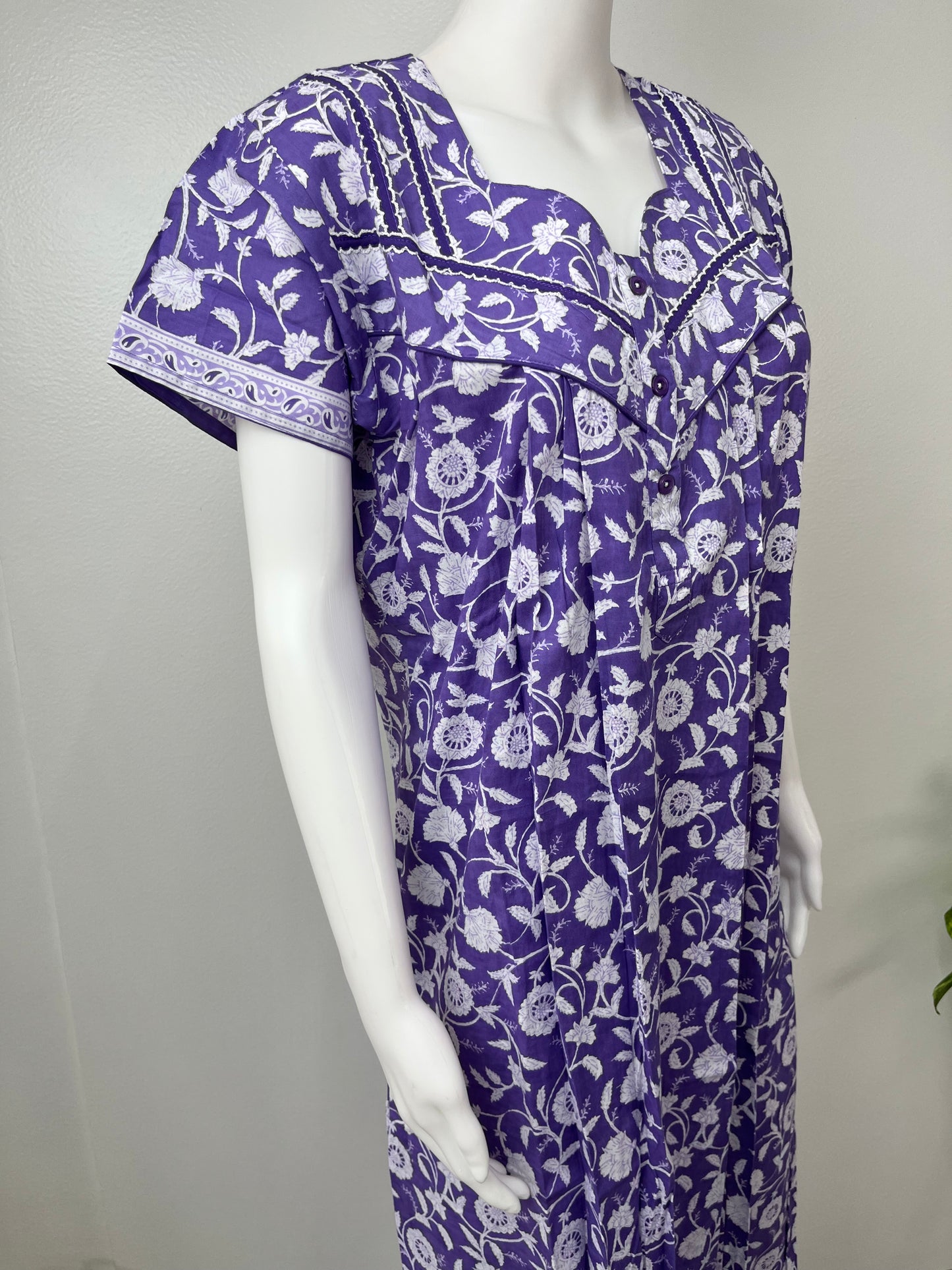 Lavender Pure Cotton Nightgown Soft & Comfortable