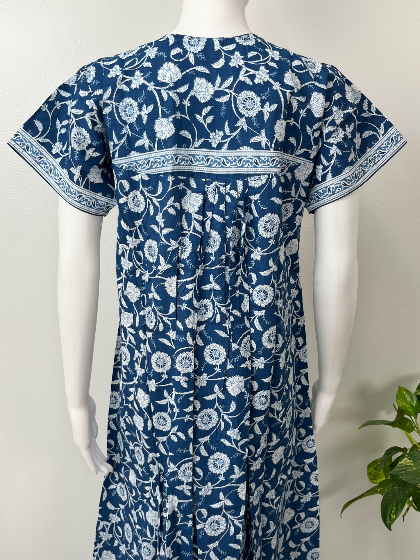 Royal Blue Pure Cotton Nightgown Soft & Comfortable