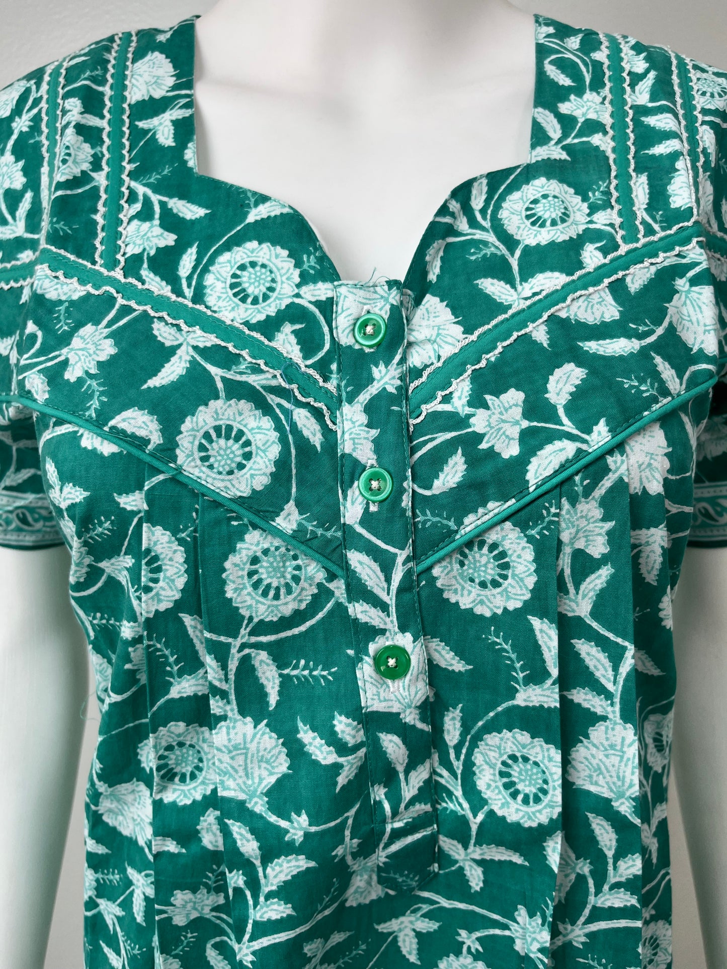 Sea Green Pure Cotton Nighty for Women