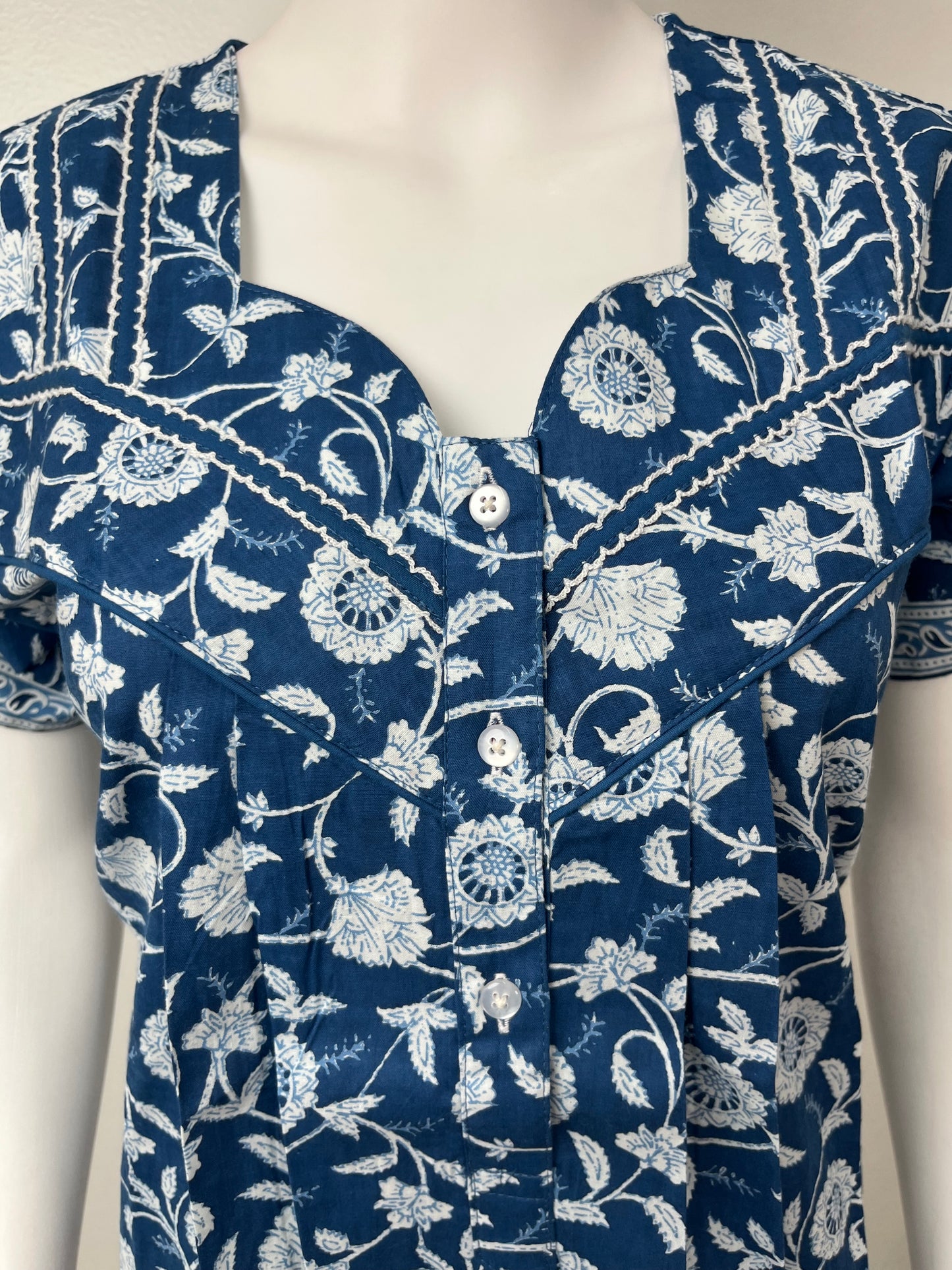Royal Blue Pure Cotton Nightgown Soft & Comfortable