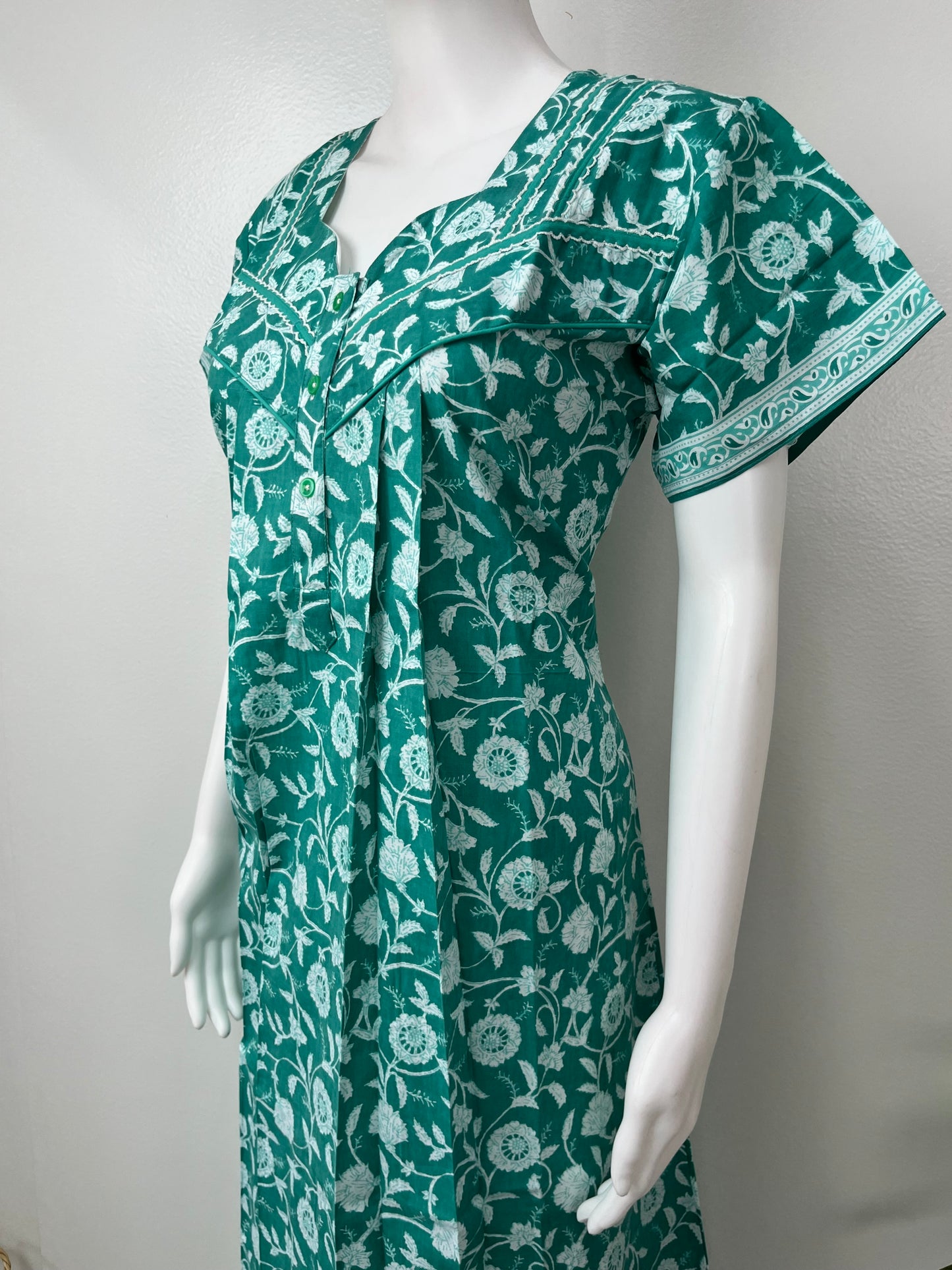 Sea Green Pure Cotton Nighty for Women
