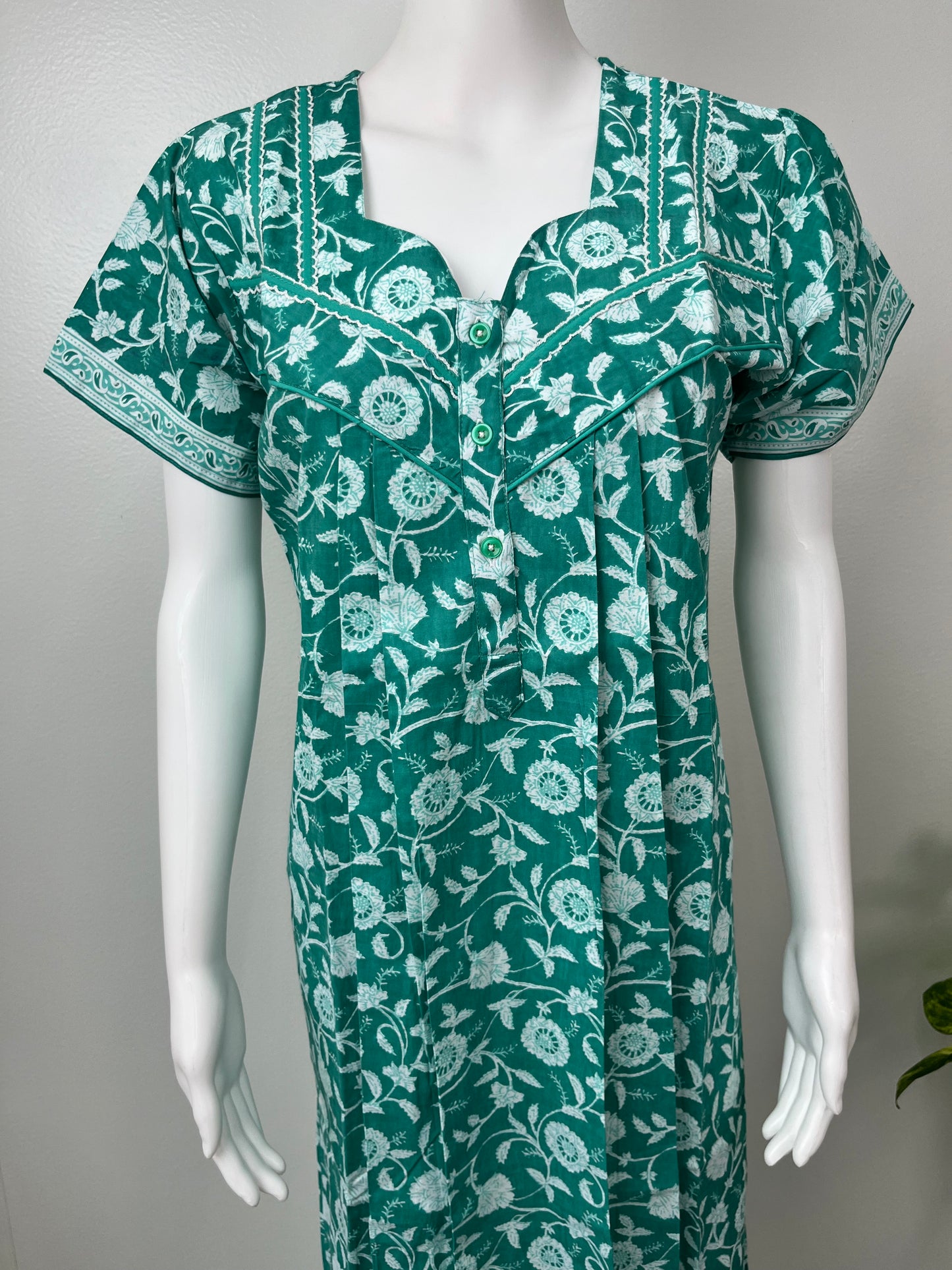 Sea Green Pure Cotton Nighty for Women